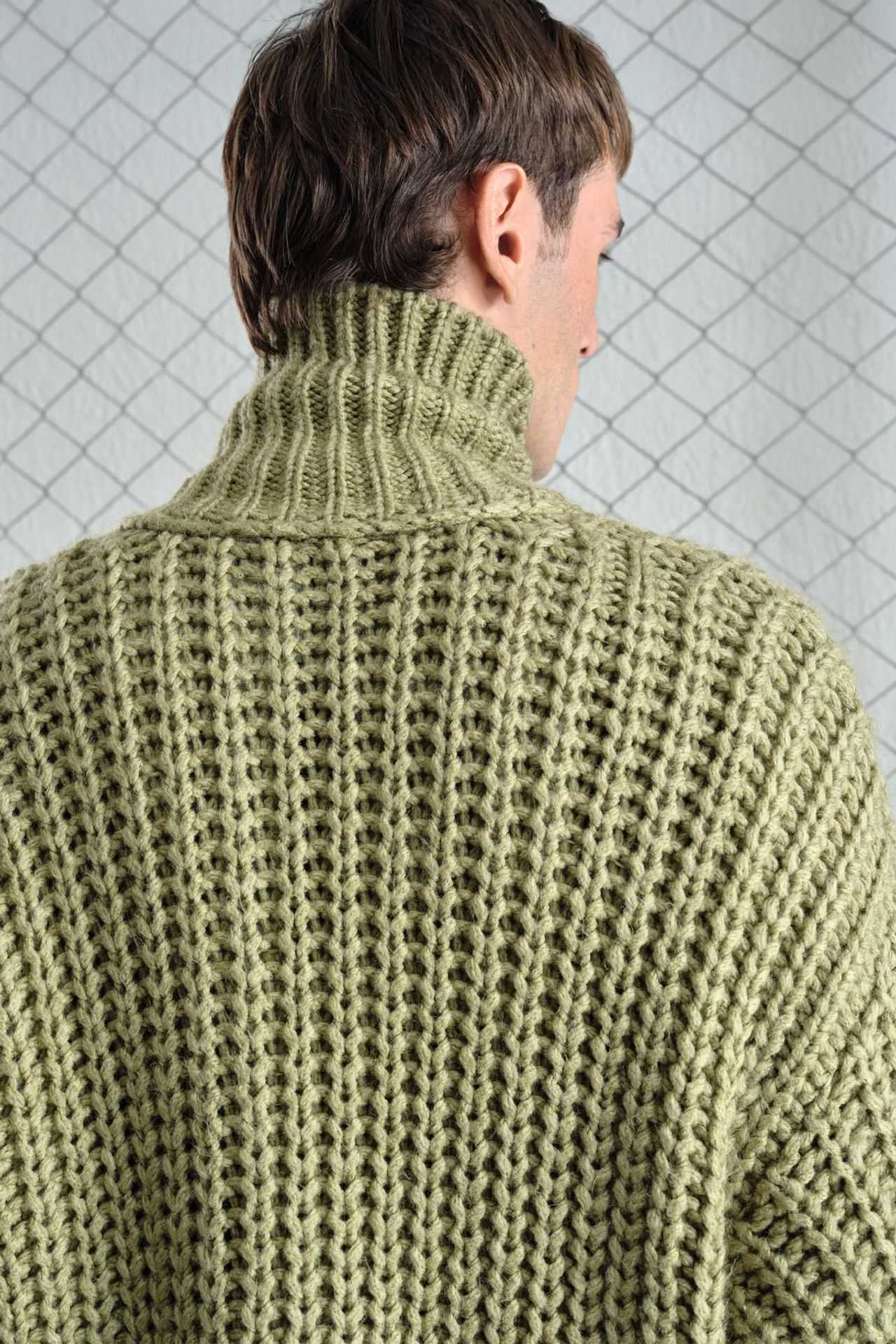 GIESTO Oversized Ribbed Knitwear Cardigan with Half Turtleneck 4