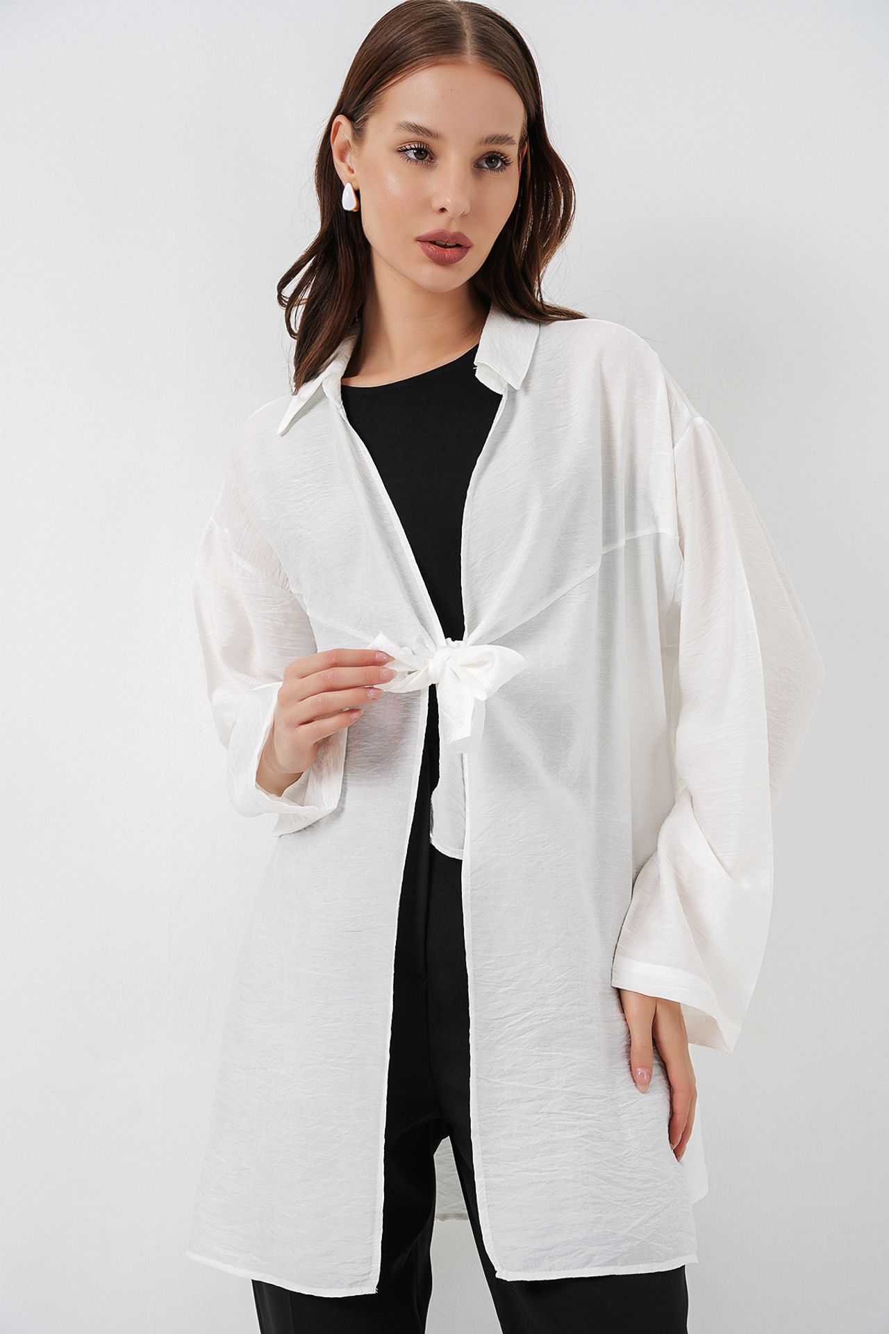 BDART Tie Detail Long Sleeve Kimono