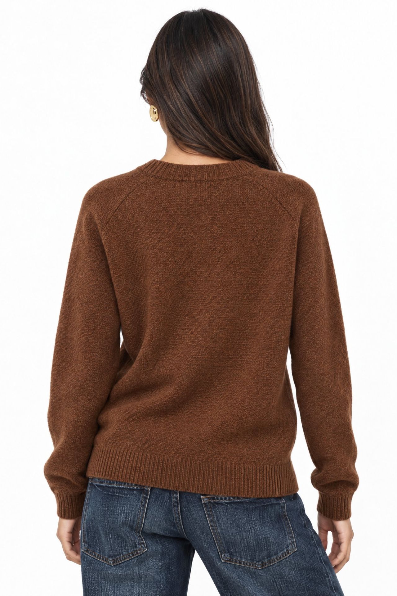MIXRAY Women's Crew Neck Button Sweater 5