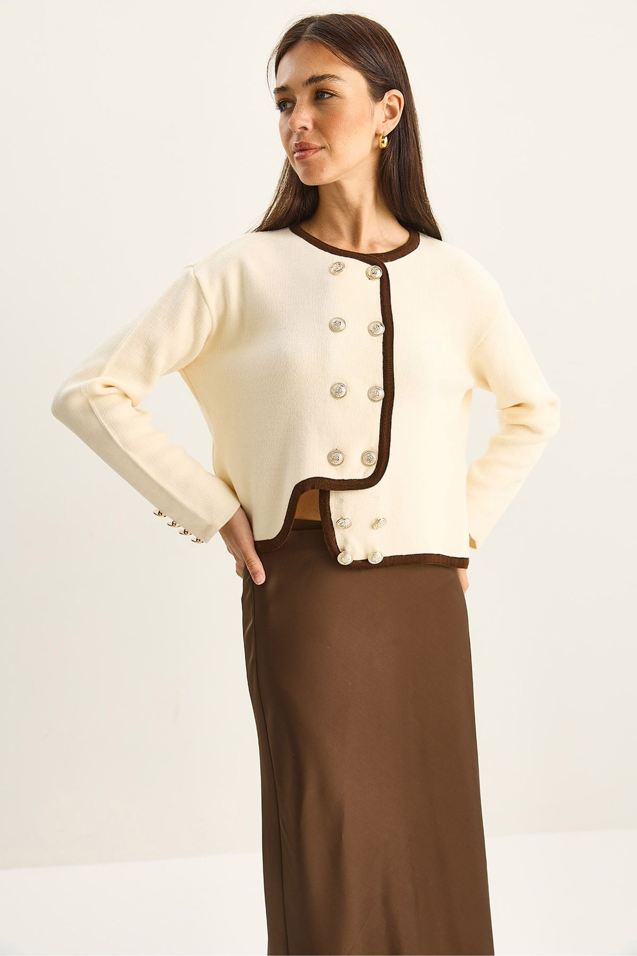 LUCCI Ribbed Knit Button-Up Cardigan 4