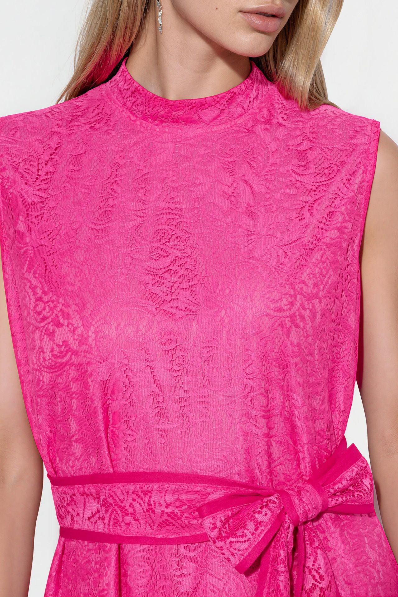 MSN Belted Strapless Lace Mini Dress 4