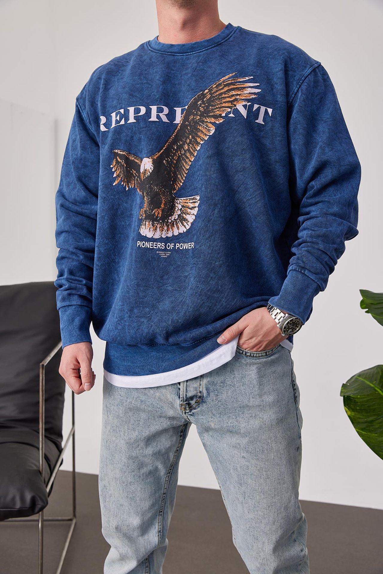 NOMARC Baskılı Bisiklet Yaka Sweatshirt 2
