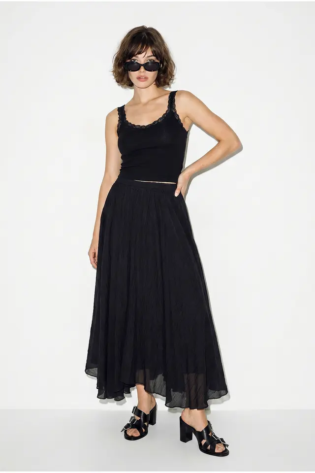 LUCCI High-Waist Maxi A-Line Skirt