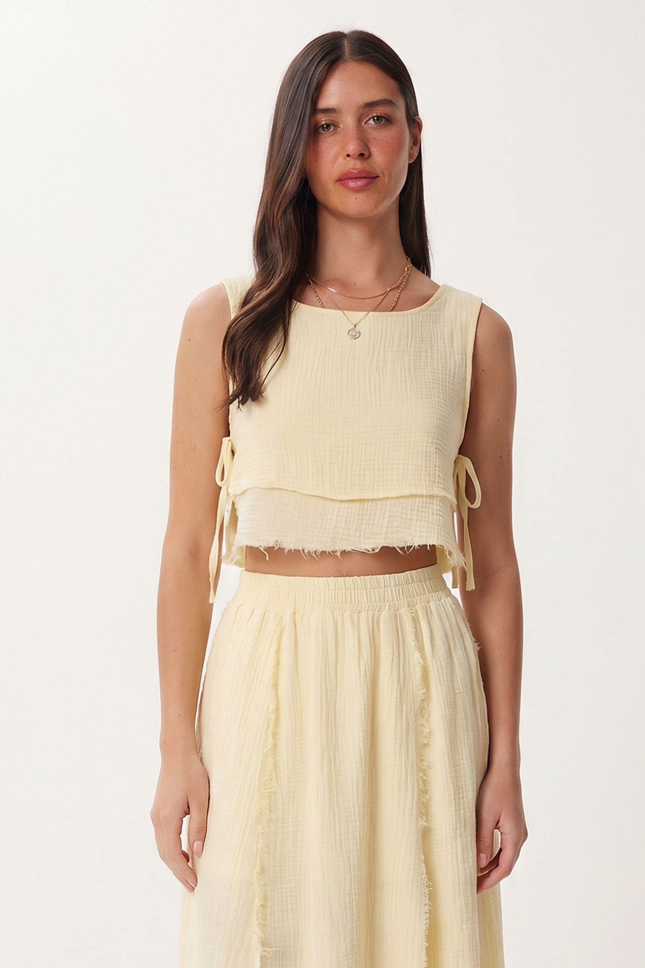 ISTANBUL Cotton Sleeveless Blouse And Midi Skirt Set 4