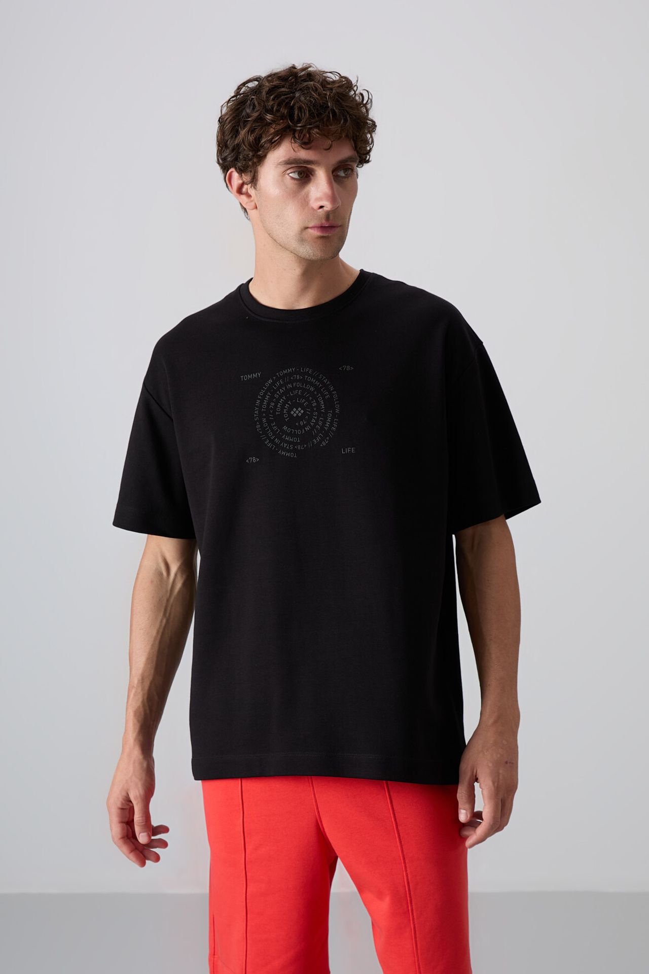 TOMMY Oversized Cotton-Blend Crew Neck T-Shirt 1
