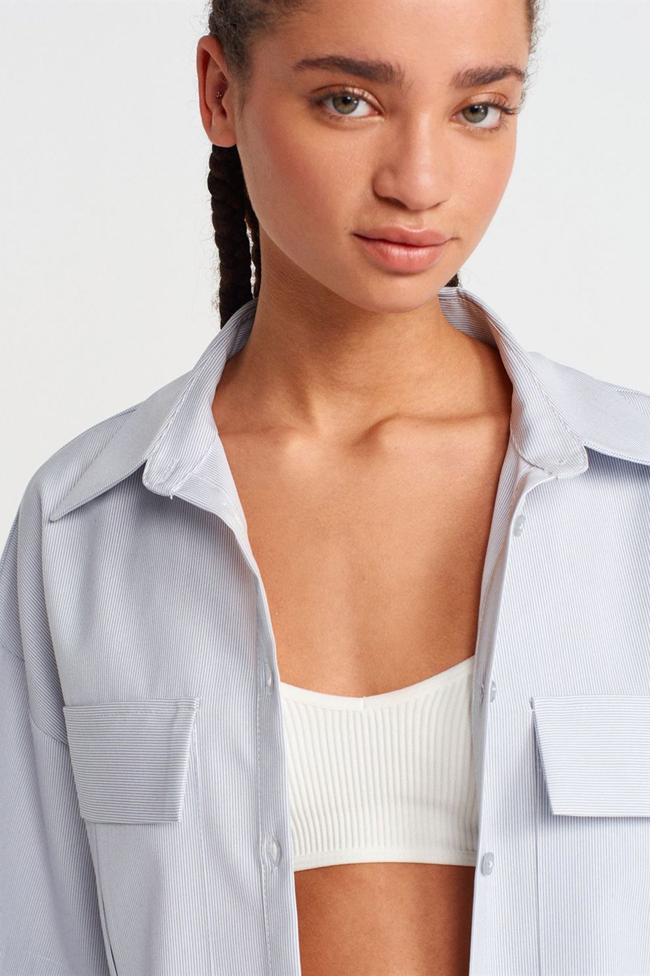 DILVIN Oversized Crop Crepe Overshirt 3
