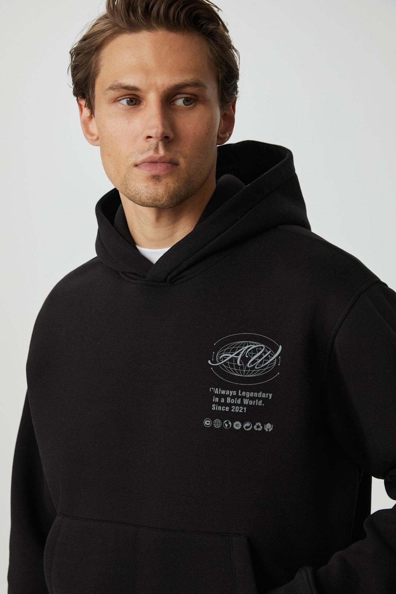 GRIMELANGE Baskılı Kapüşonlu Cepli Sweatshirt 1