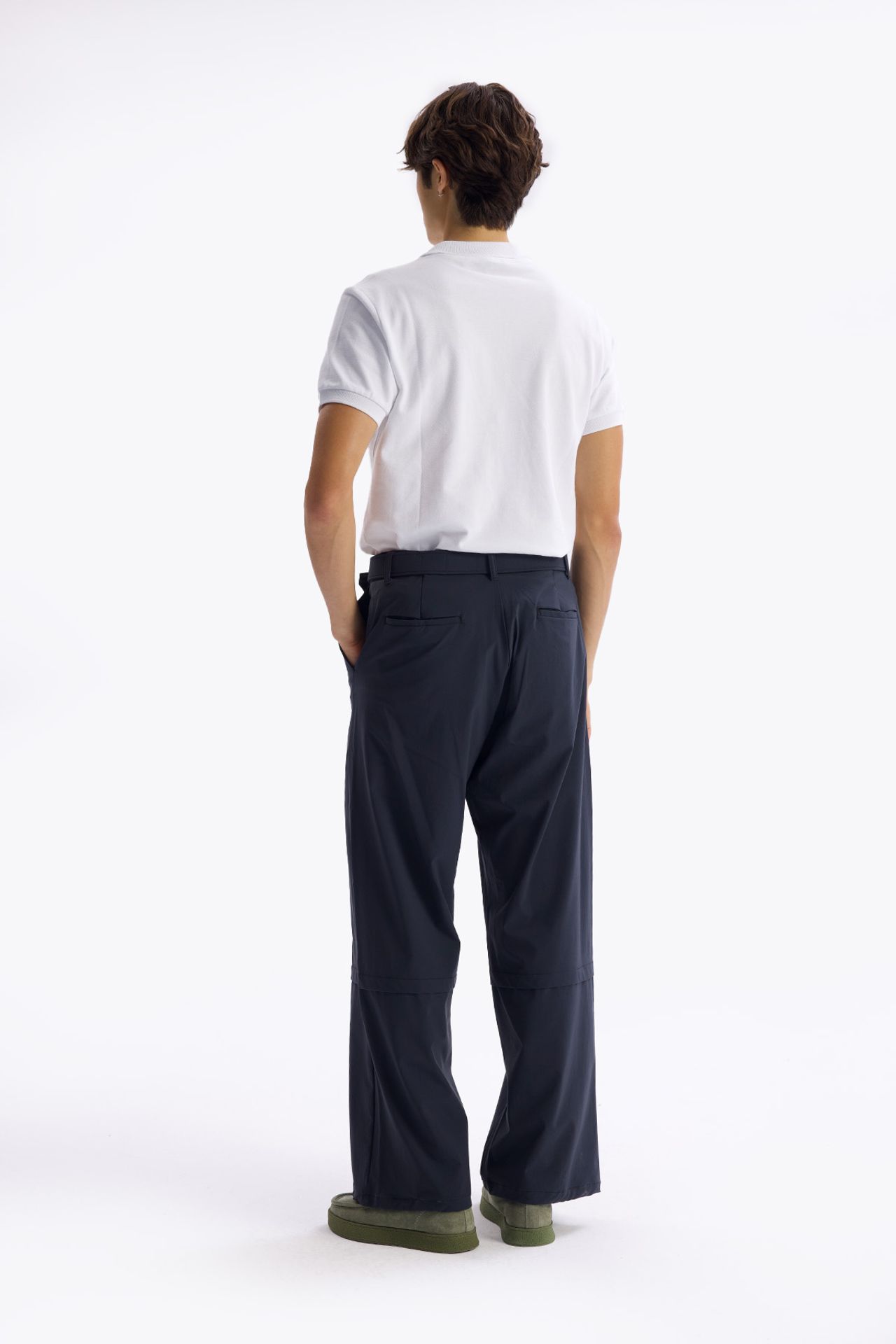 GIESTO Men's Wide-Leg Knit Pants with Belt 5