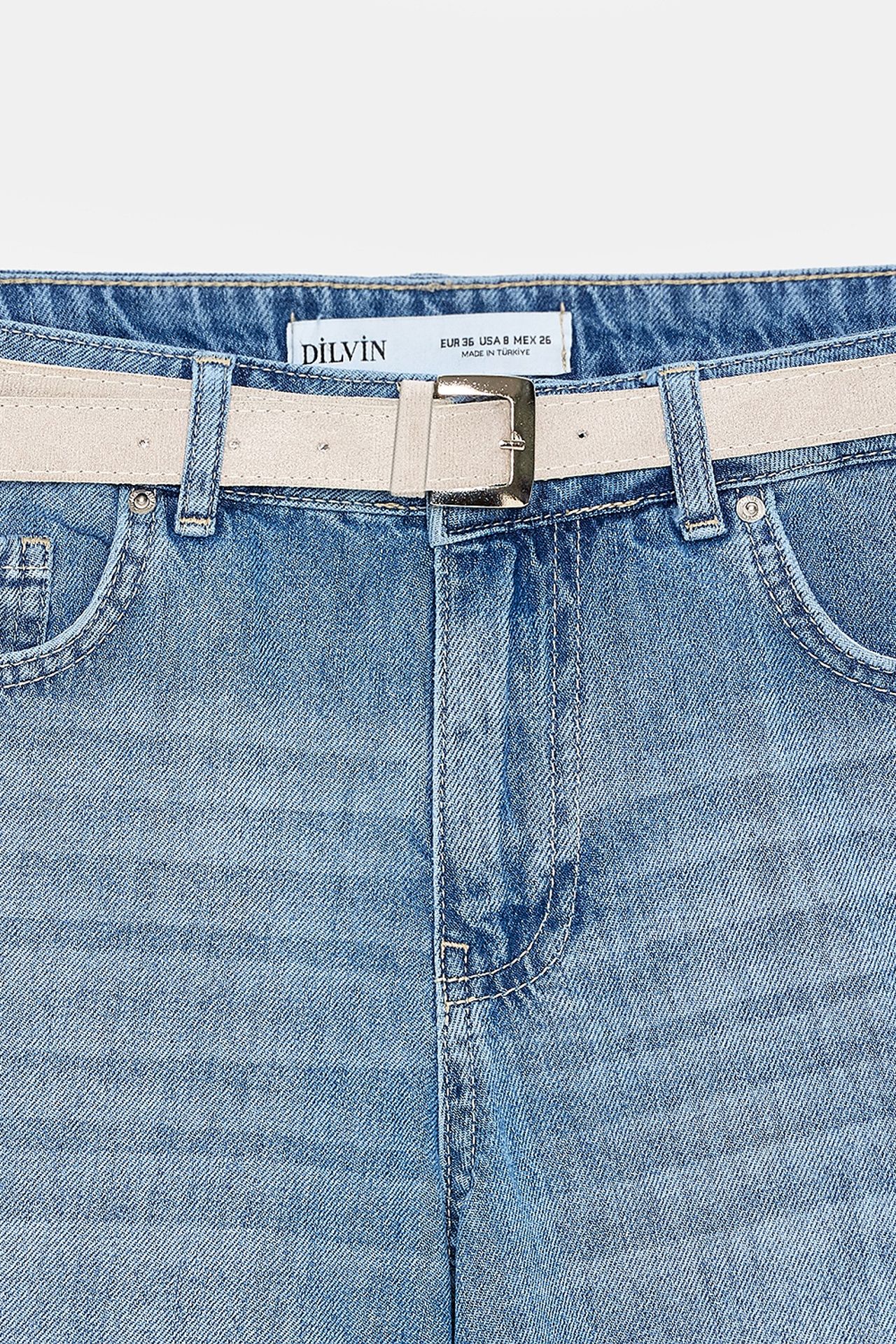 DILVIN High-Waist Wide-Leg Denim Shorts With Belt