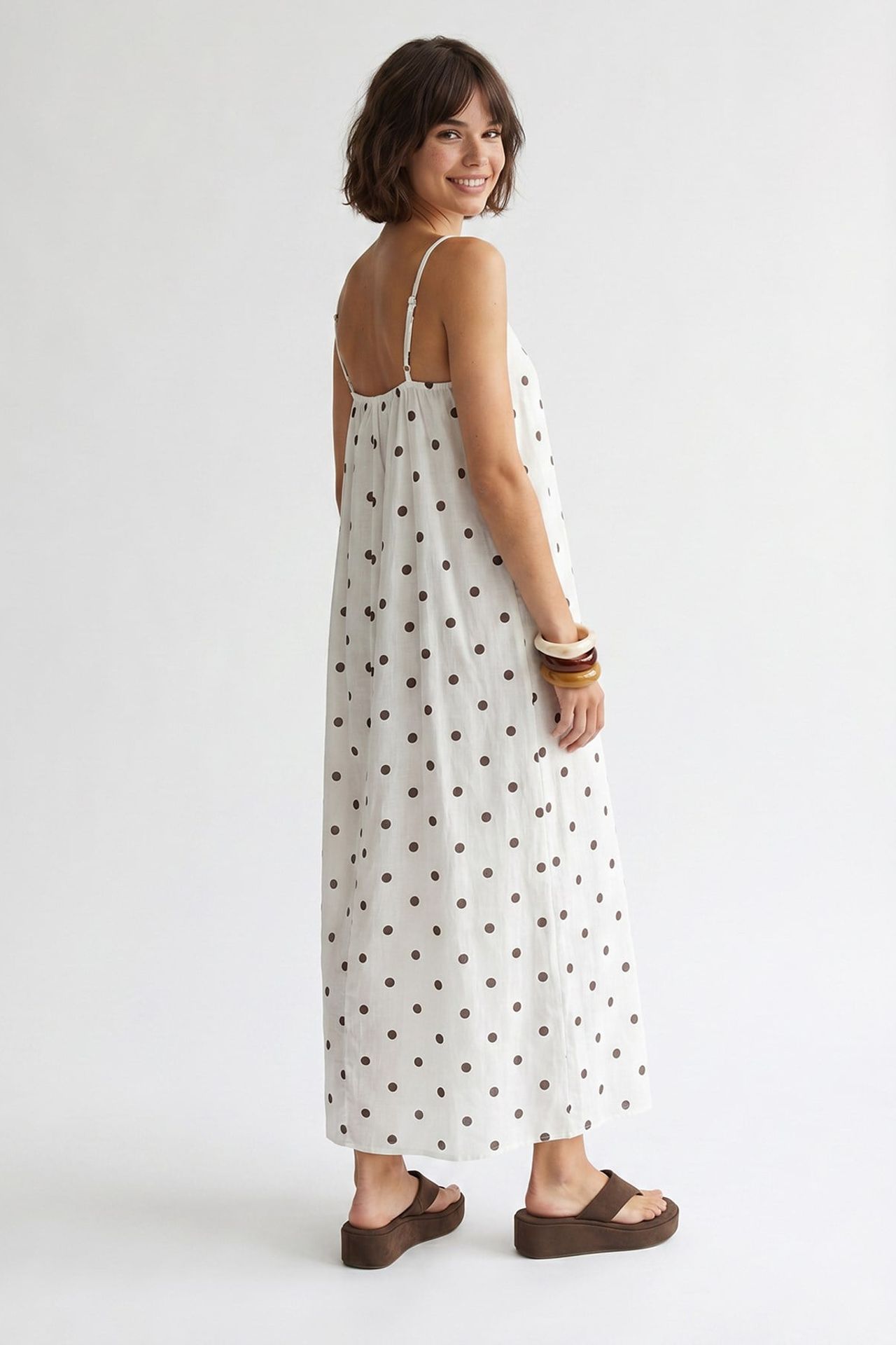 MIXRAY Polka Dot A-Line Maxi Dress 6