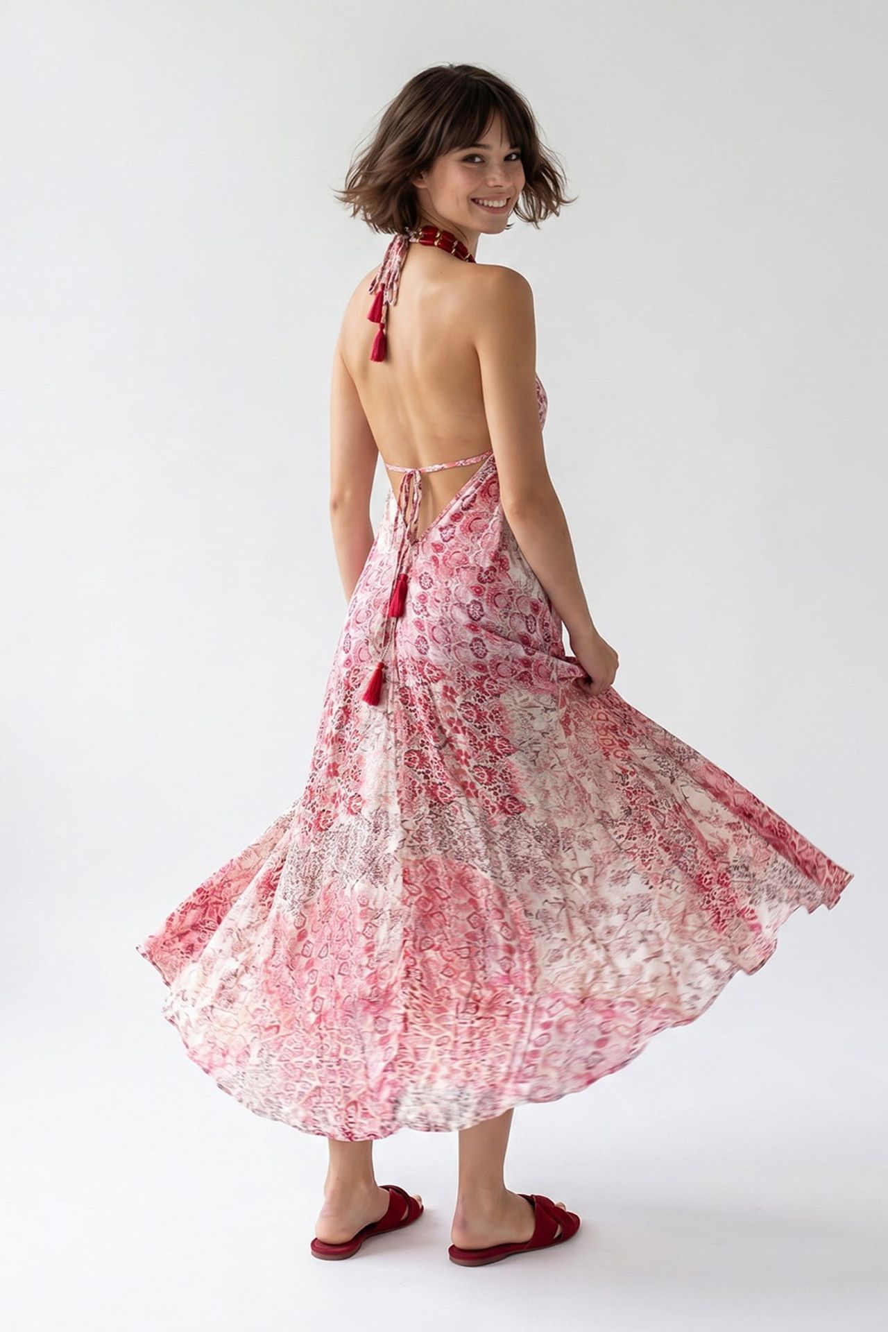 MIXRAY Paisley Halter Maxi Dress 5