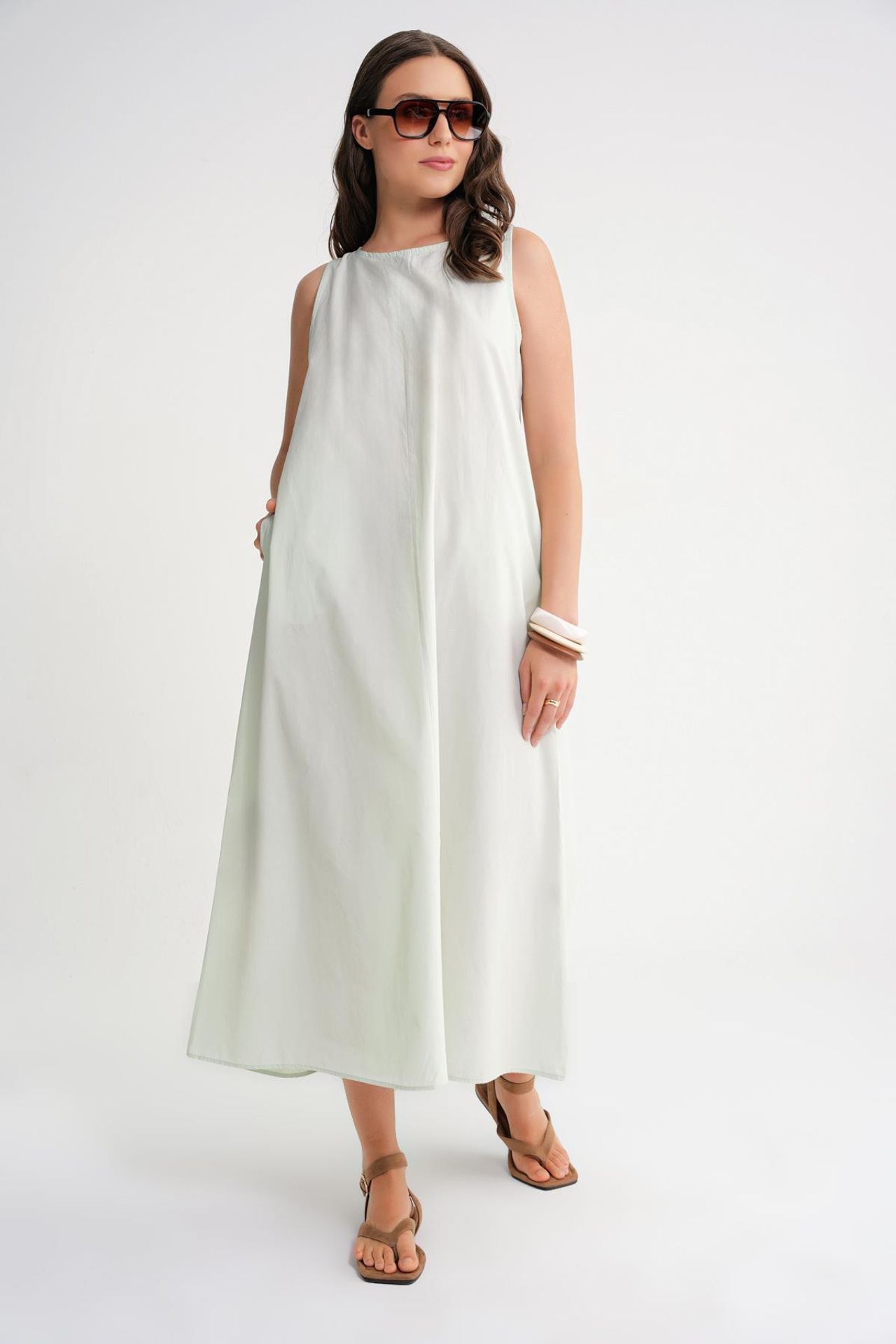 MIXRAY Maxi poplin dress with pockets 4