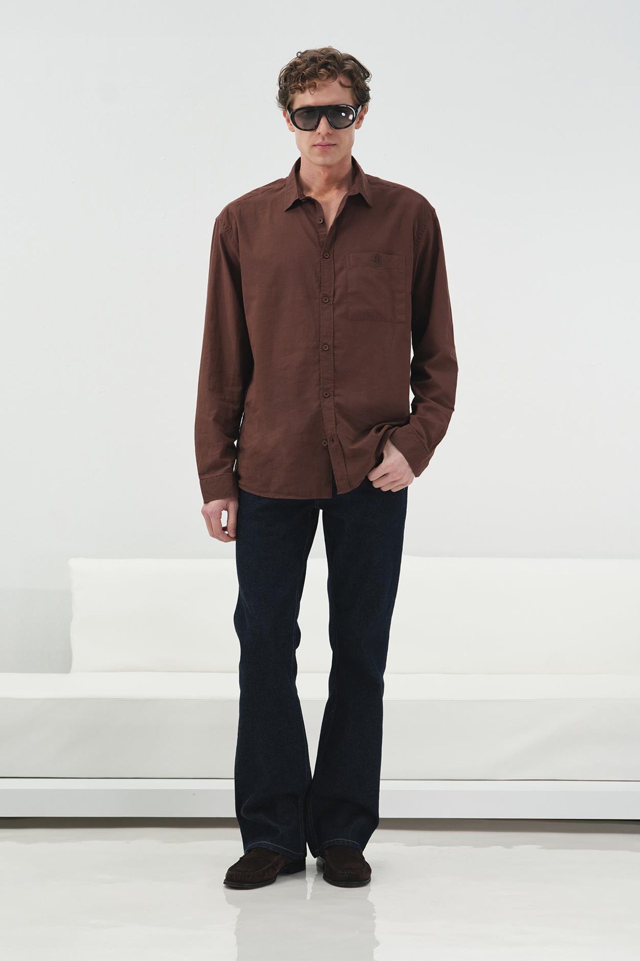 GIESTO Men's Regular Fit Long Sleeve Poplin Shirt with Pocket 2