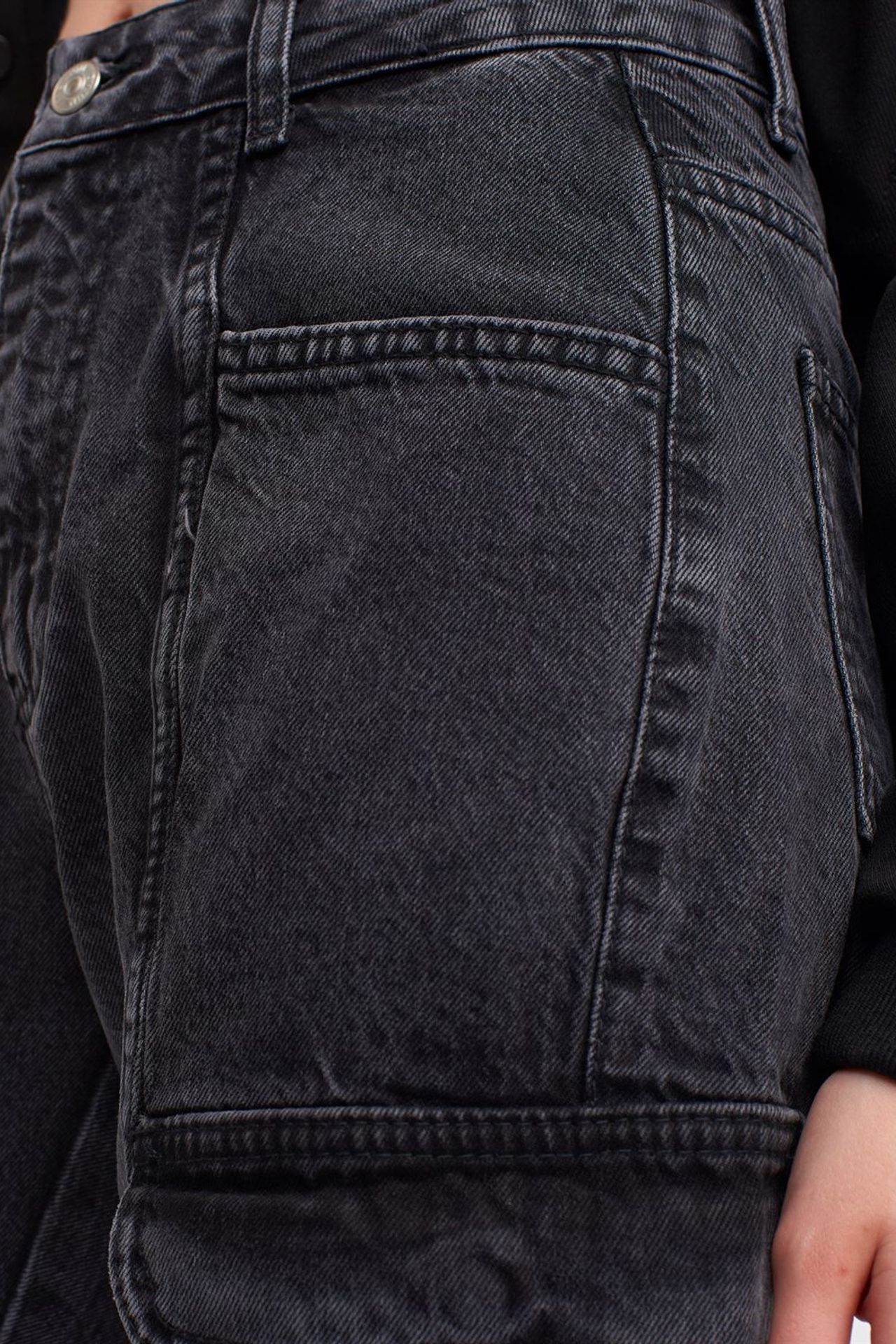 DILVIN Yüksek Bel Düz Paça Kargo Jean 3
