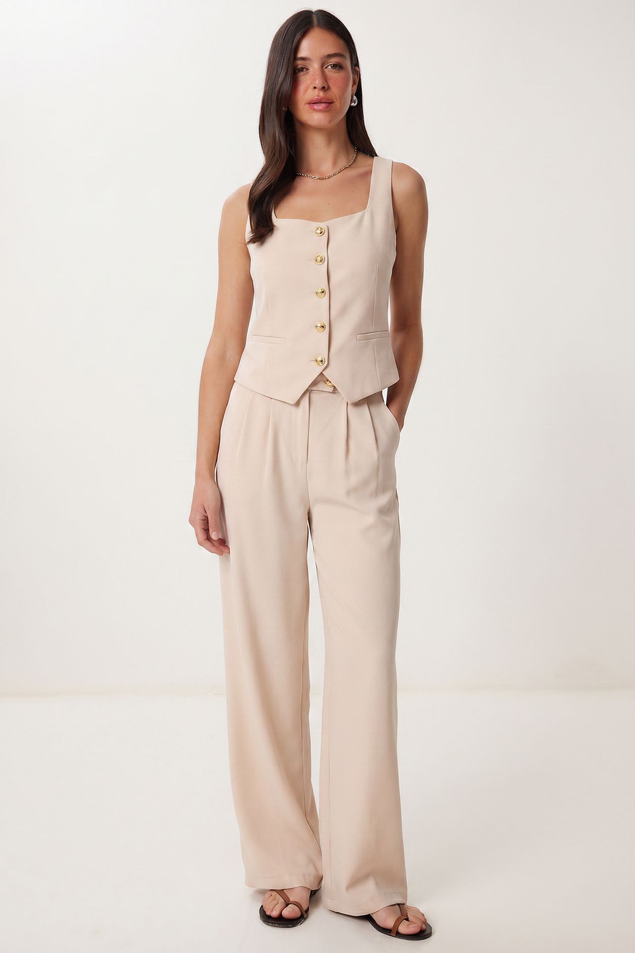ISTANBUL Women’s Two-piece Vest And Wide-leg Trouser Set 2