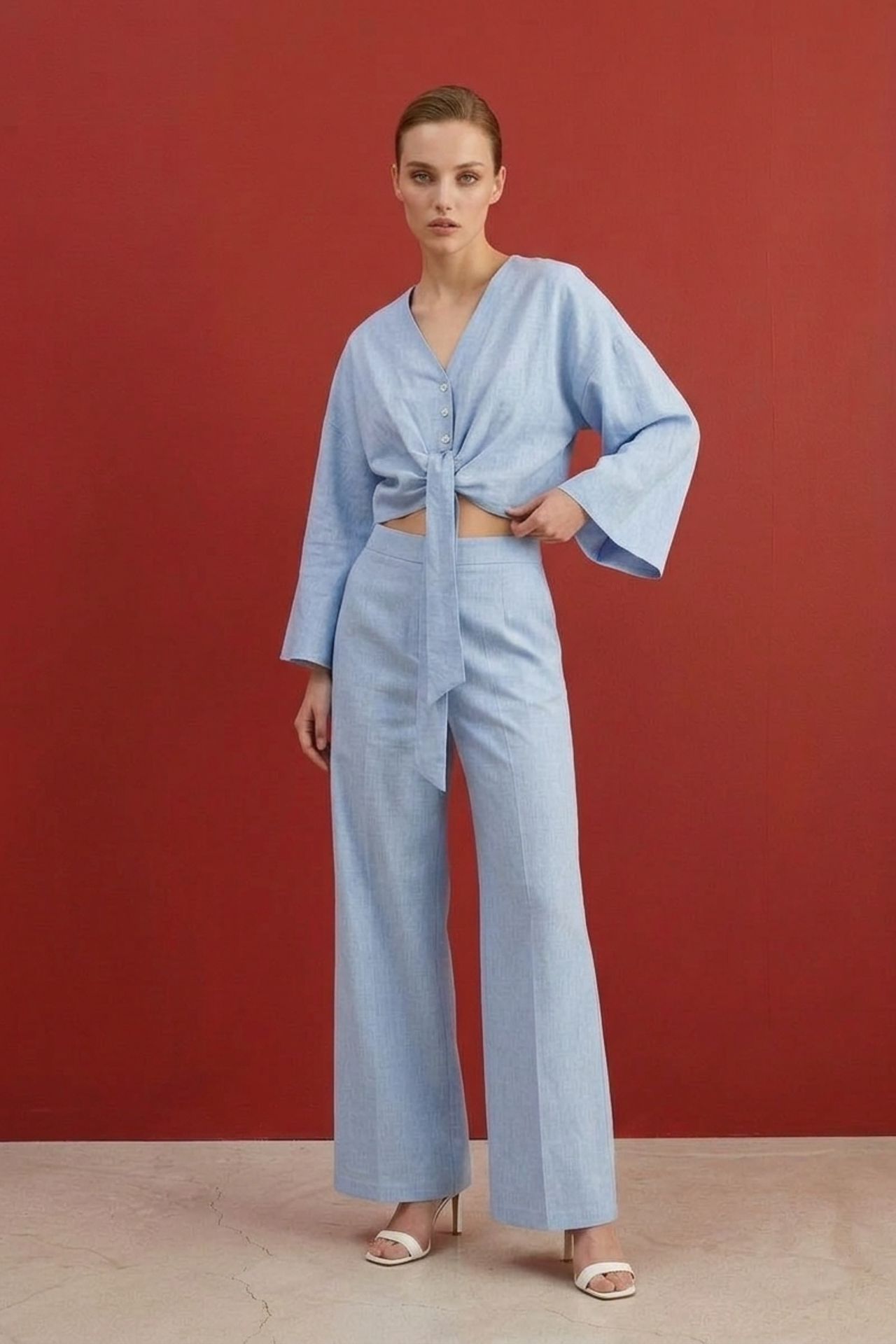 MY FASHION Cotton Co-ord Set with Tie Detail 2