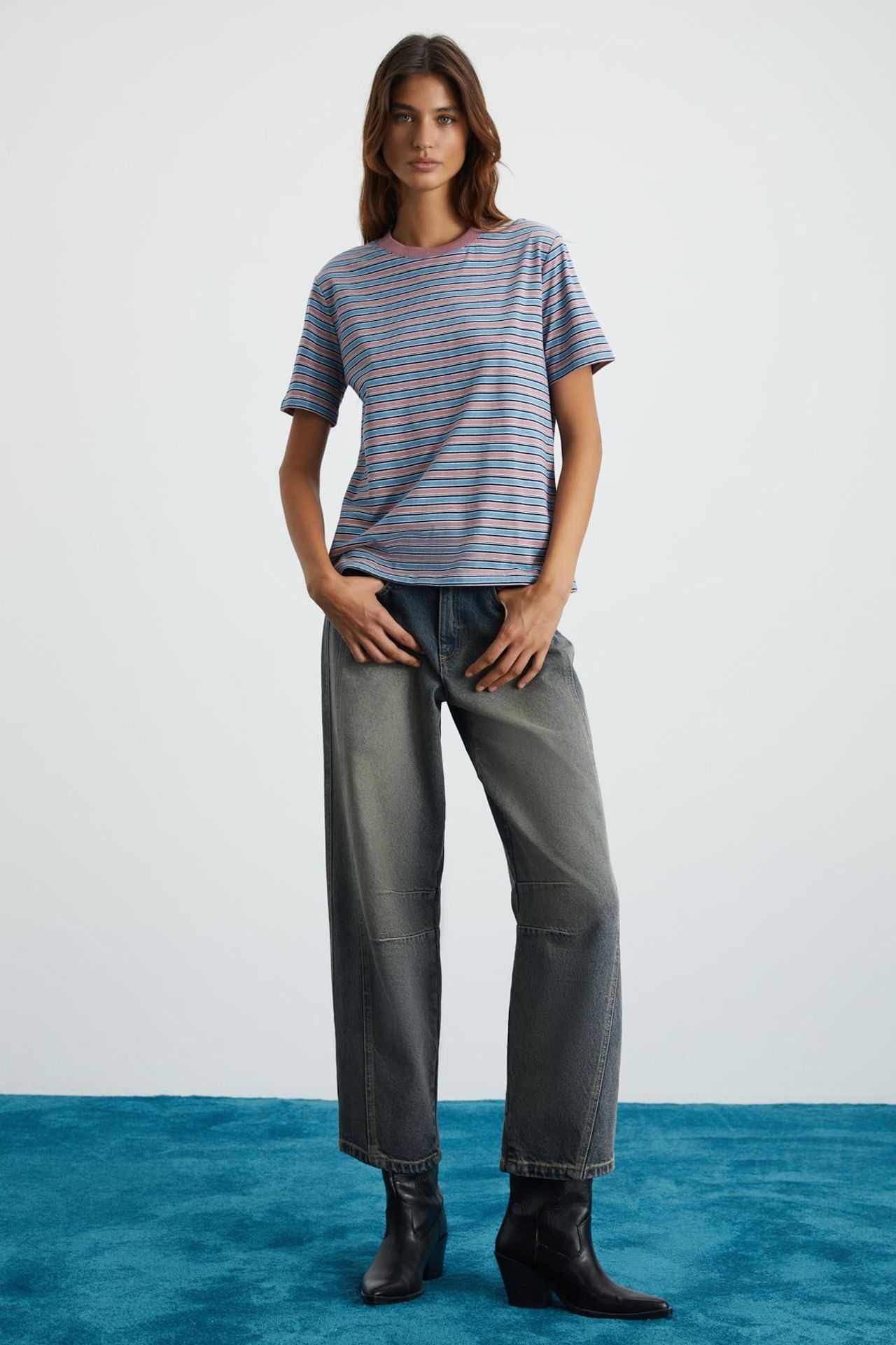 GRIMELANGE Striped Crew Neck T-Shirt 2
