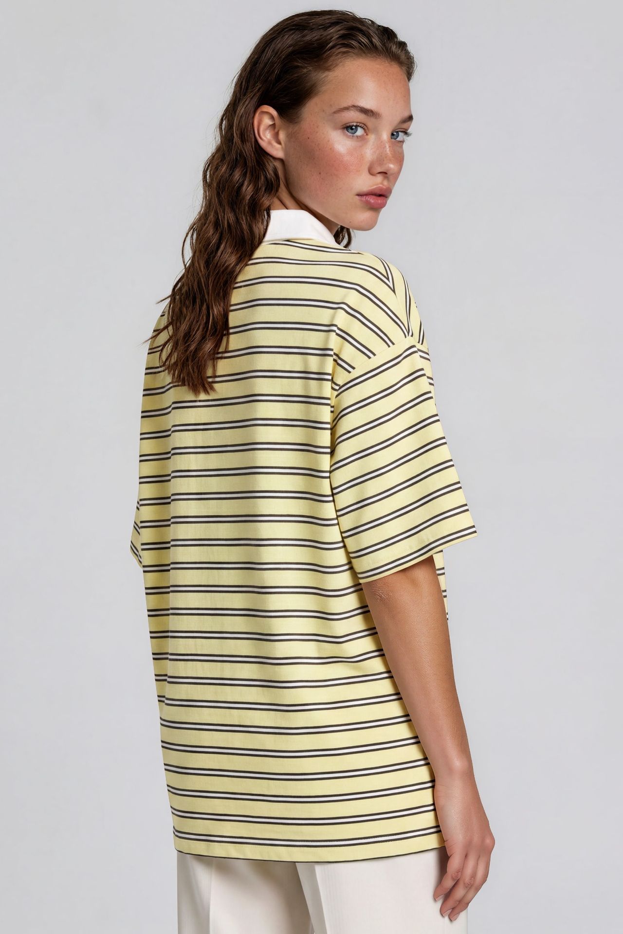BUSEM Women's Striped Cotton Polo T-Shirt 3