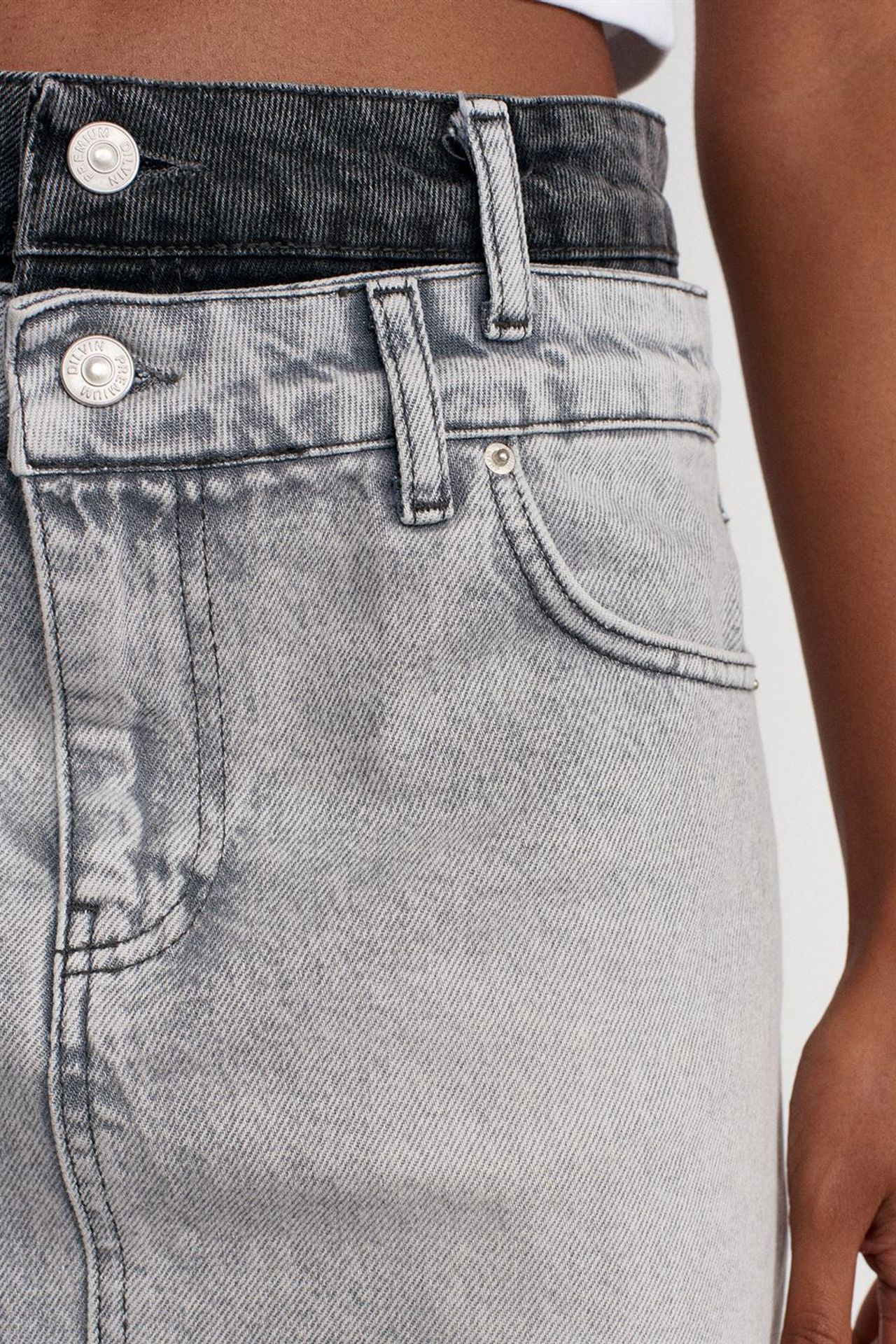 DILVIN Kadın Orta Bel Mini Denim Etek 4
