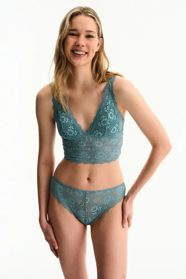 PENTI O Lace Ethnic Patterned Removable Padded Bralette