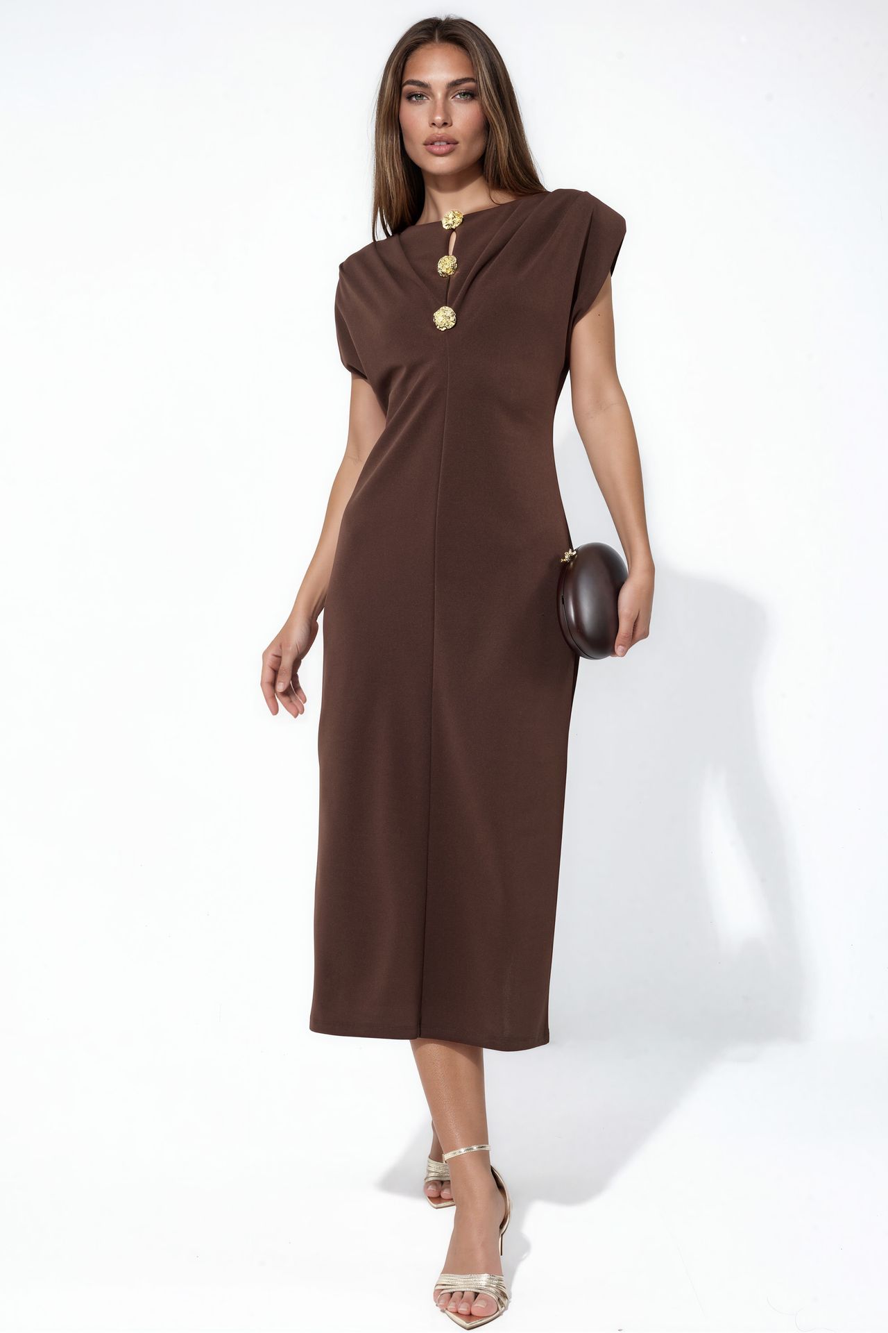 BUSEM Slim Fit Midi Dress with Accessory Detail 1