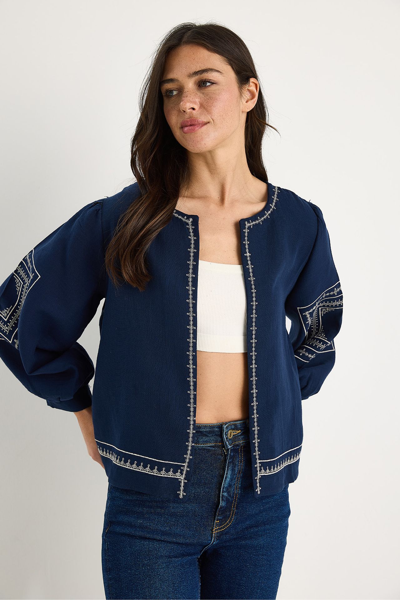 LUCCI Embroidered Crew Neck Casual Jacket 2