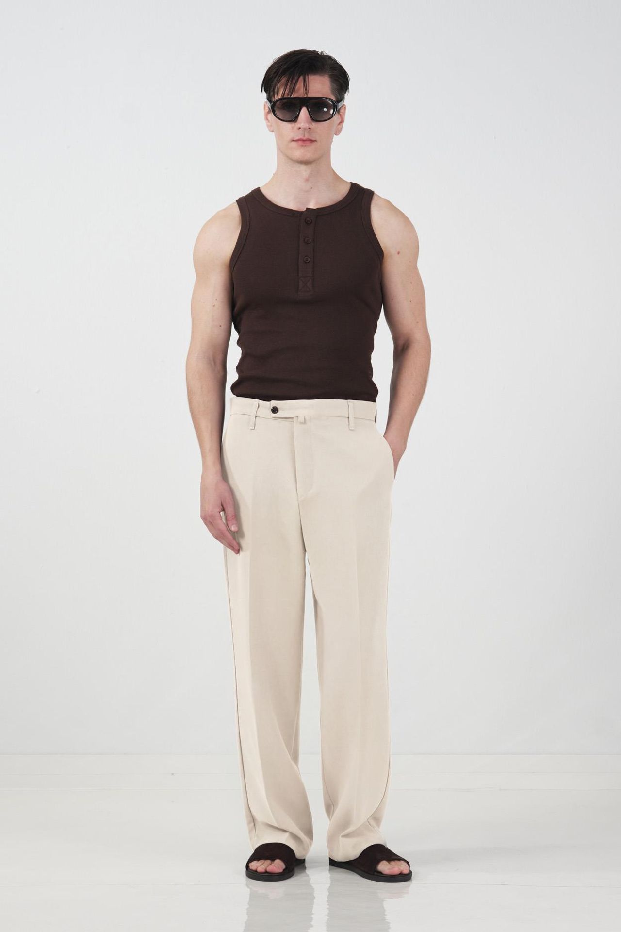 GIESTO Mid Waist Straight Leg Tailored Trousers 2