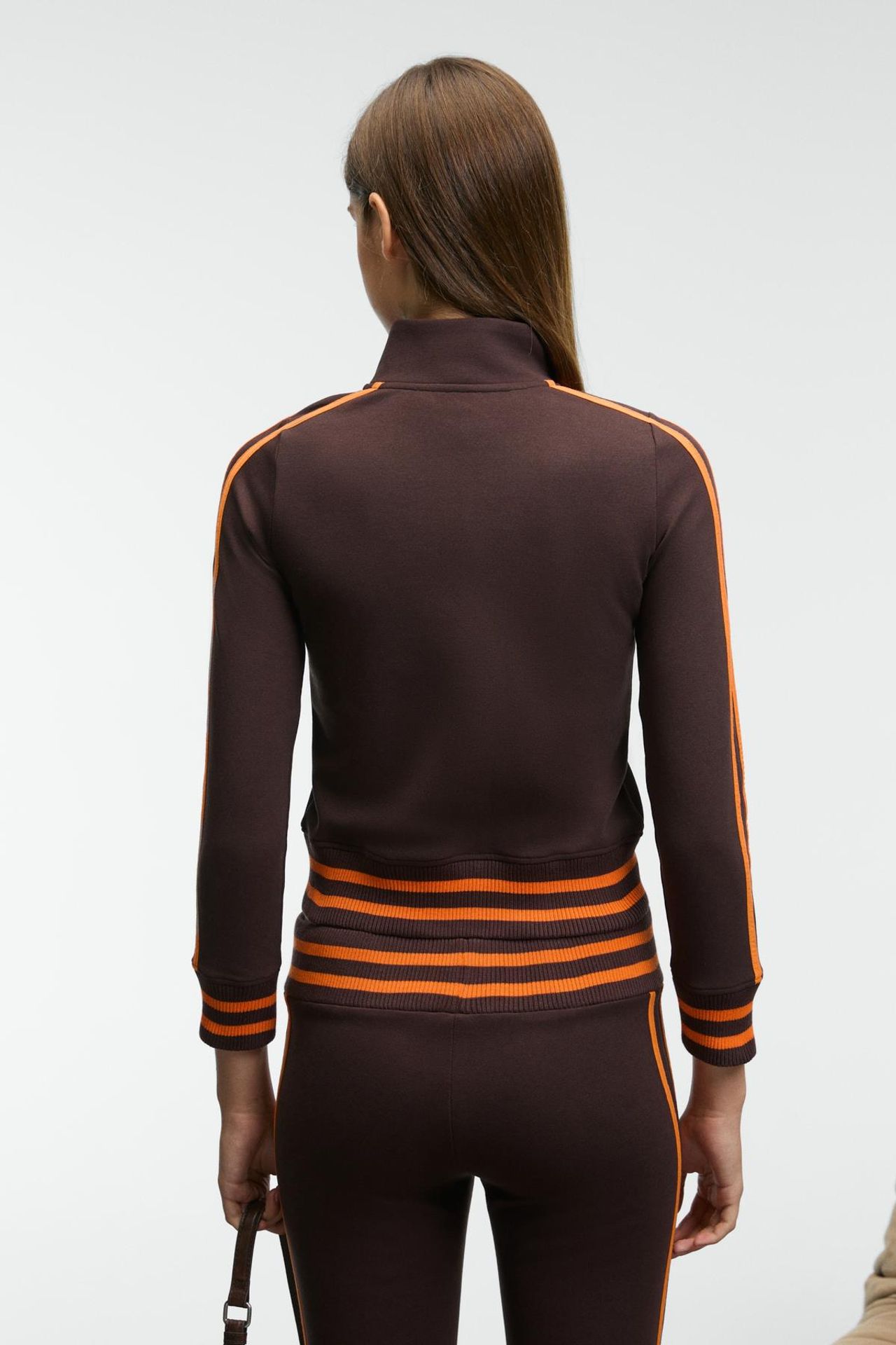 GRIMELANGE Crop Mandarin Collar Zipper Sweatshirt 5