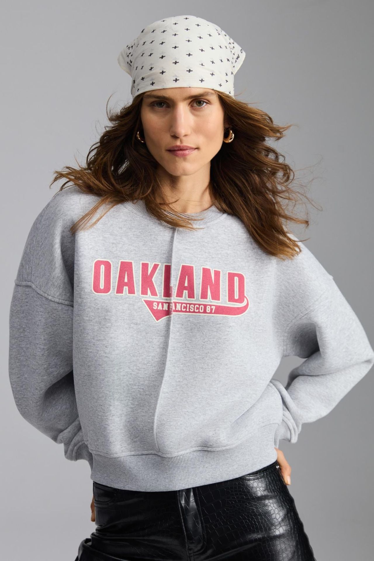 GRIMELANGE Oversized Printed Crew Neck Sweatshirt 4