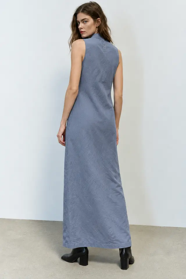 MY FASHION Belted Sleeveless Maxi Dress with Crew Neck