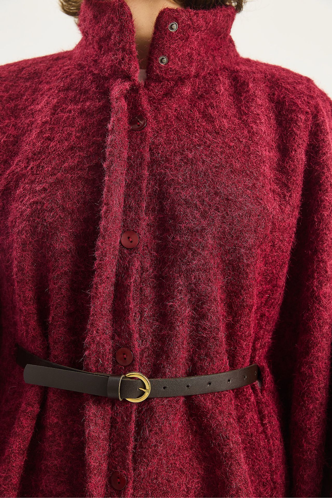 LUCCI Textured Oversized Overcoat with Button Closure 6