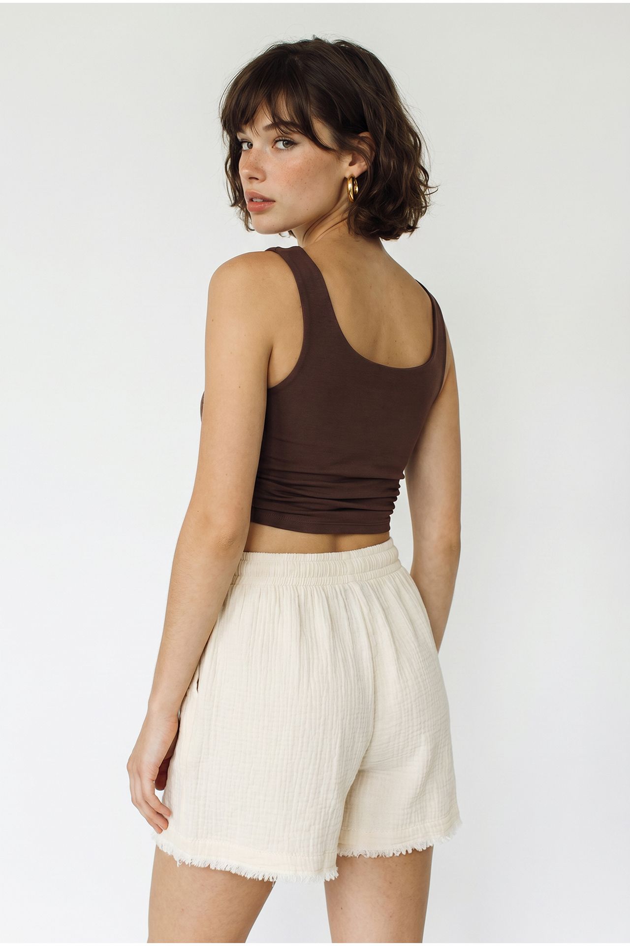 LUCCI High-Waist Wide-Leg Cotton Shorts 5