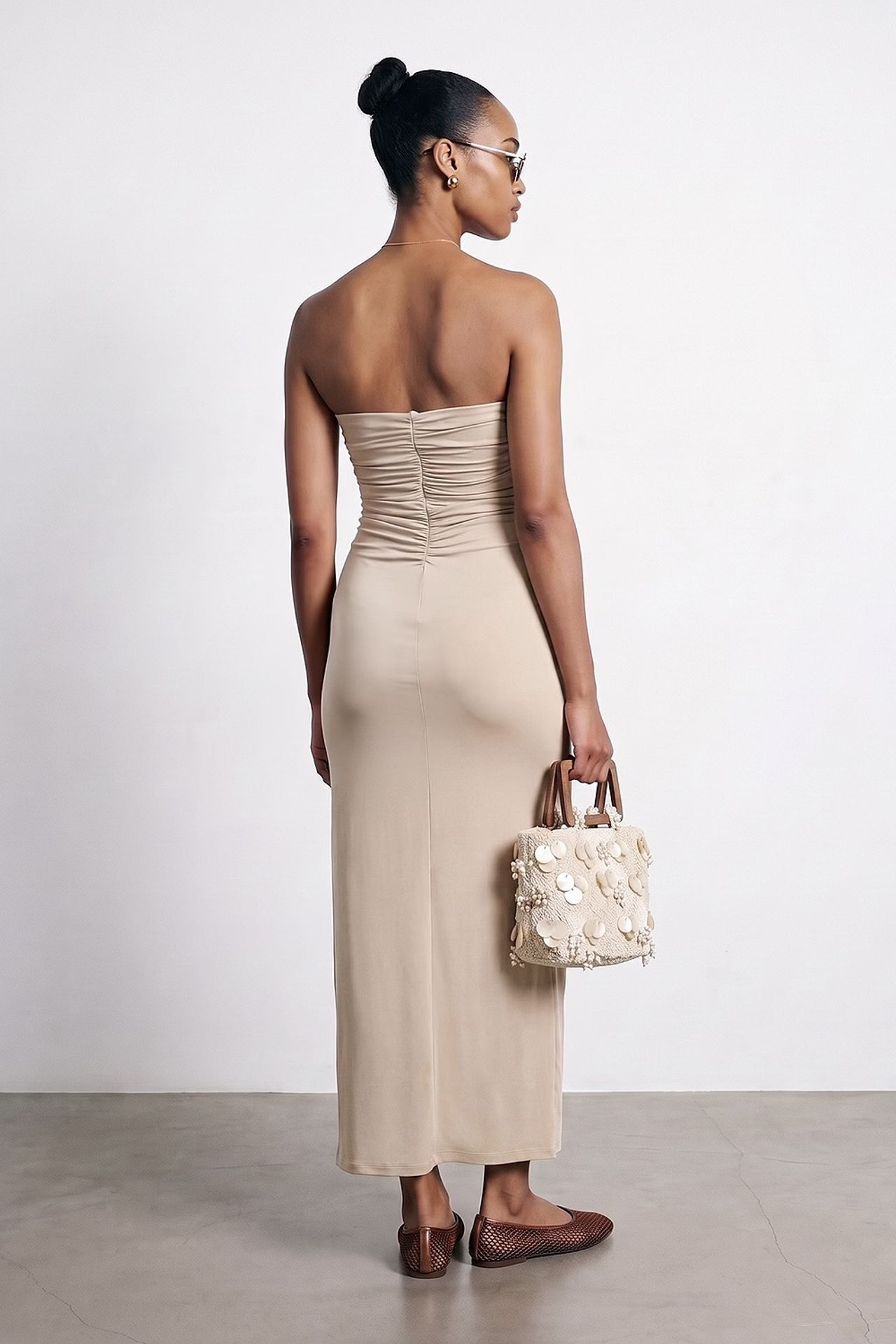 DILVIN Strapless Bodycon Maxi Dress With Slit 2