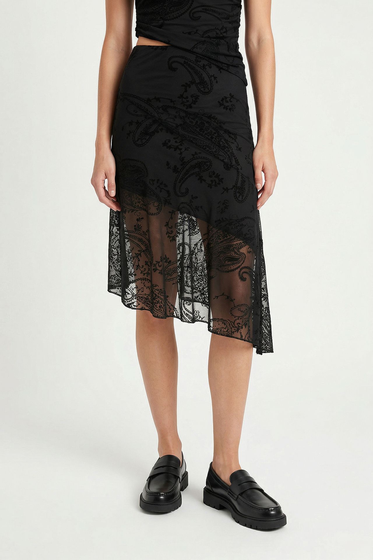 ISTANBUL Patterned Tulle Blouse And Midi Skirt Set 6
