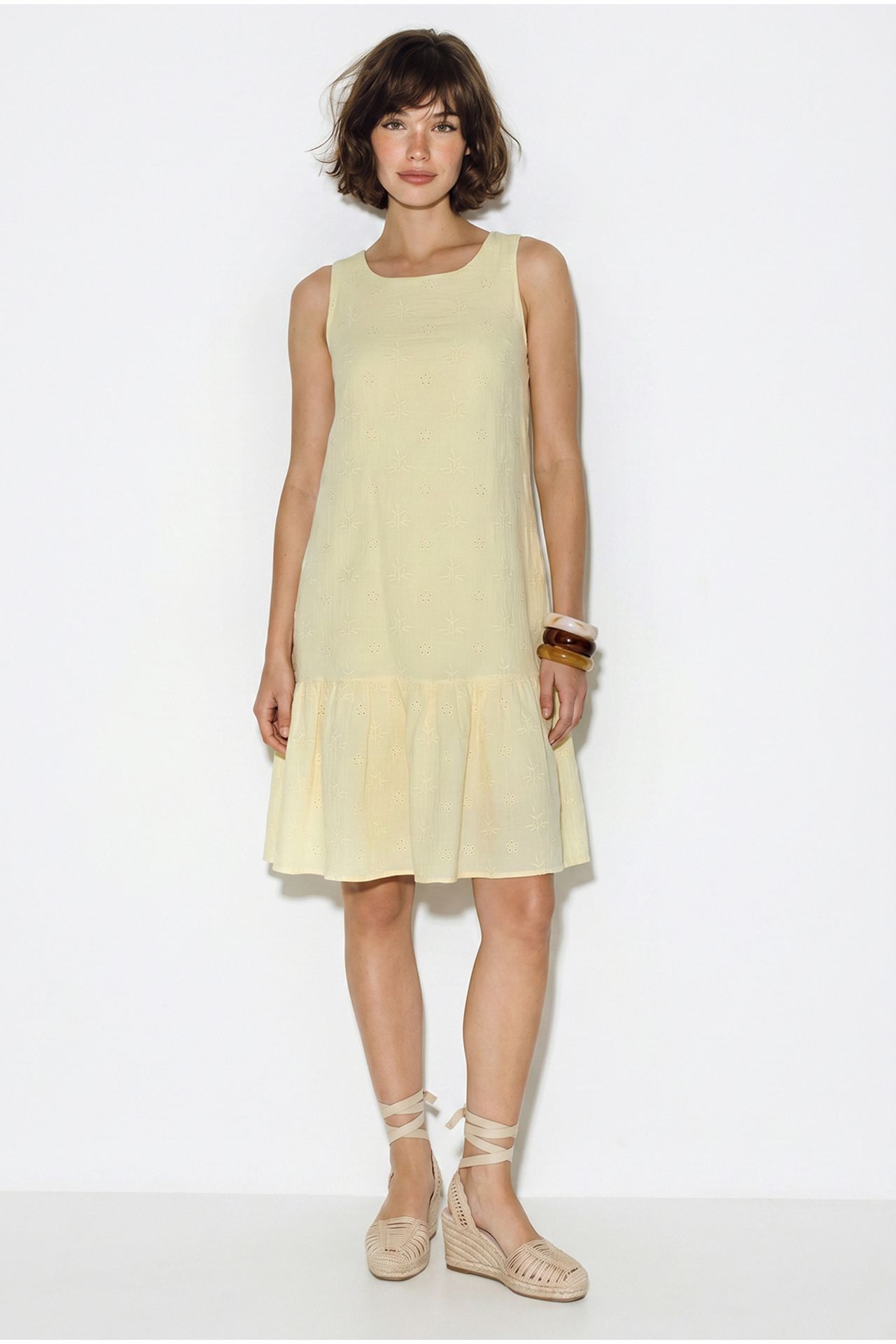 LUCCI Embroidered Cotton Muslin Mini Smock Dress 4