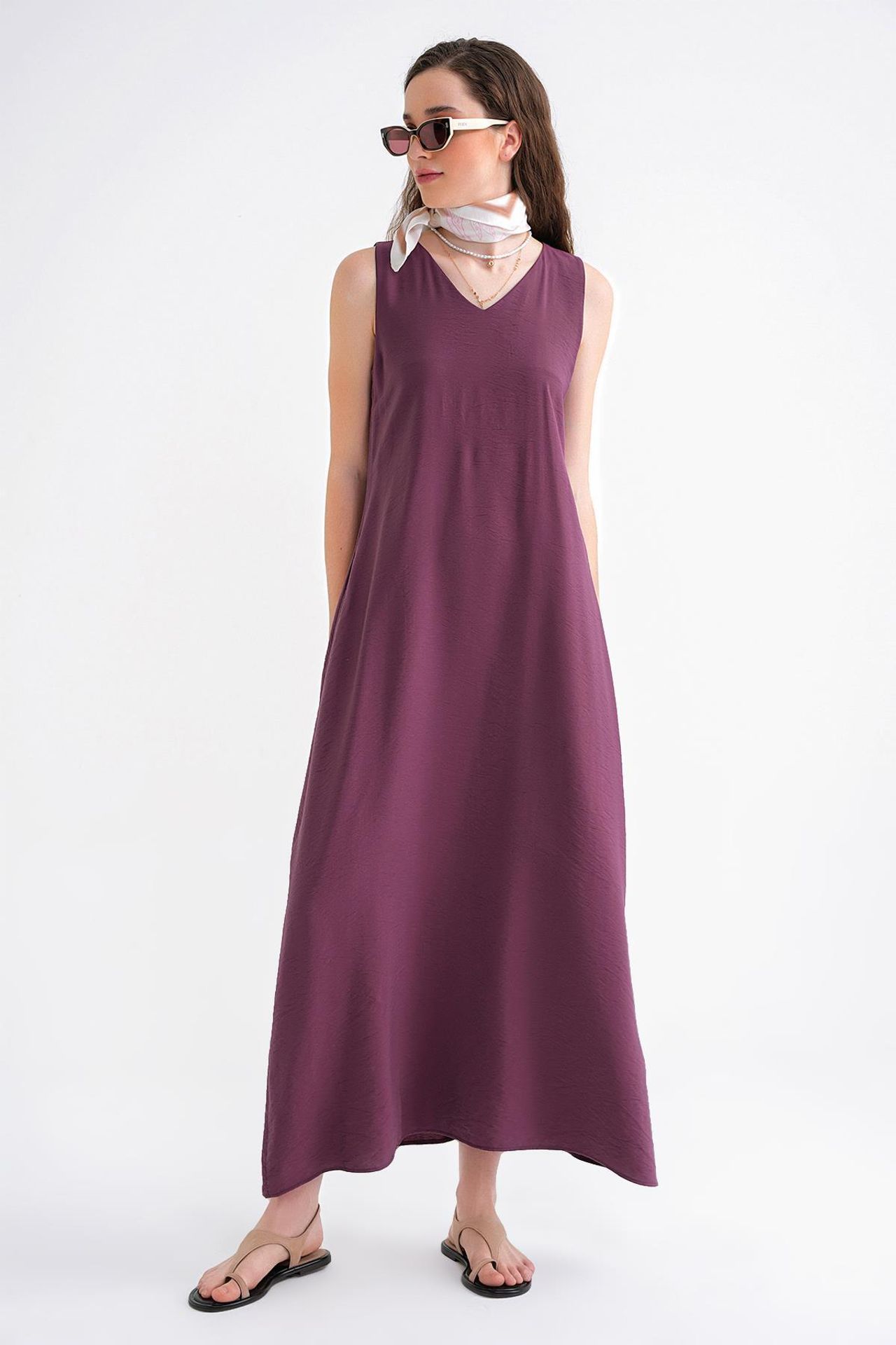 Mixray V-Neck Sleeveless Maxi Dress with Pockets 4