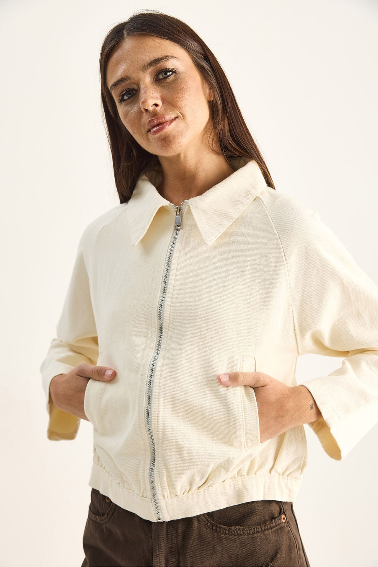 LUCCI Cotton Poplin Cropped Bomber Jacket 6