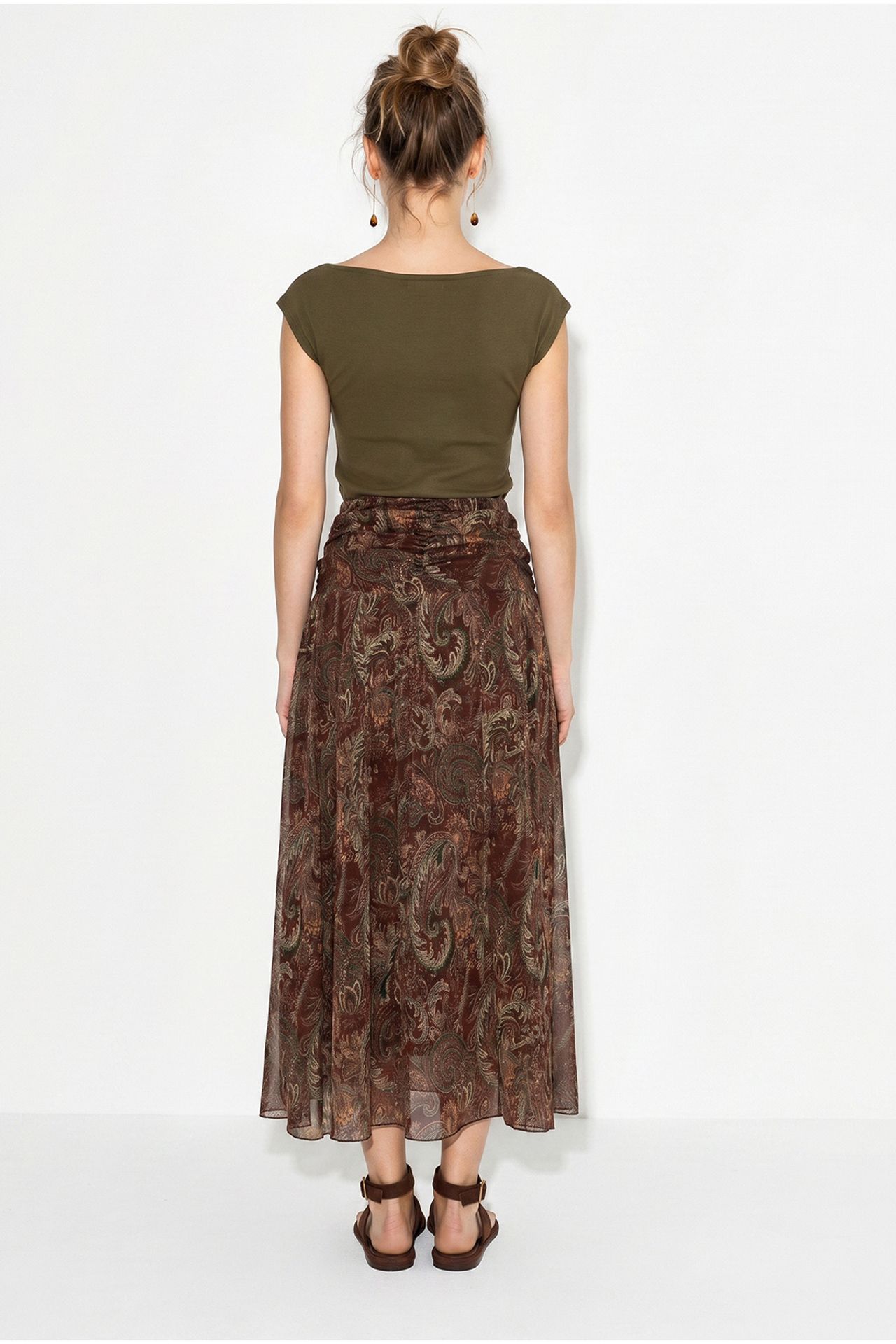 LUCCI High-Waist Paisley Maxi Skirt 5