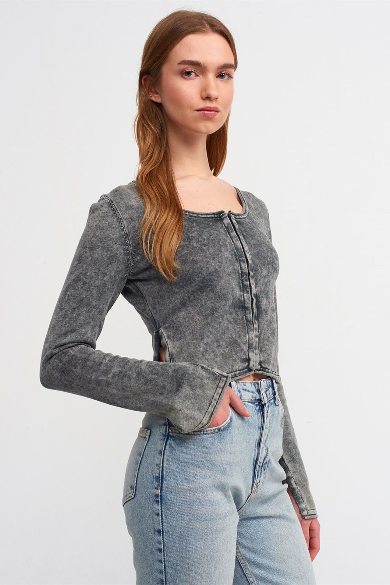 DILVIN Cotton Ribbed Crop Cardigan 1
