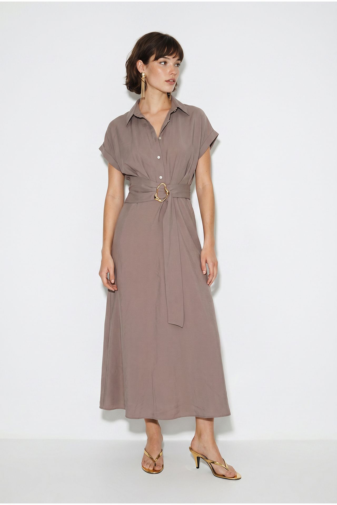LUCCI Belted Poplin Shirt Dress 2