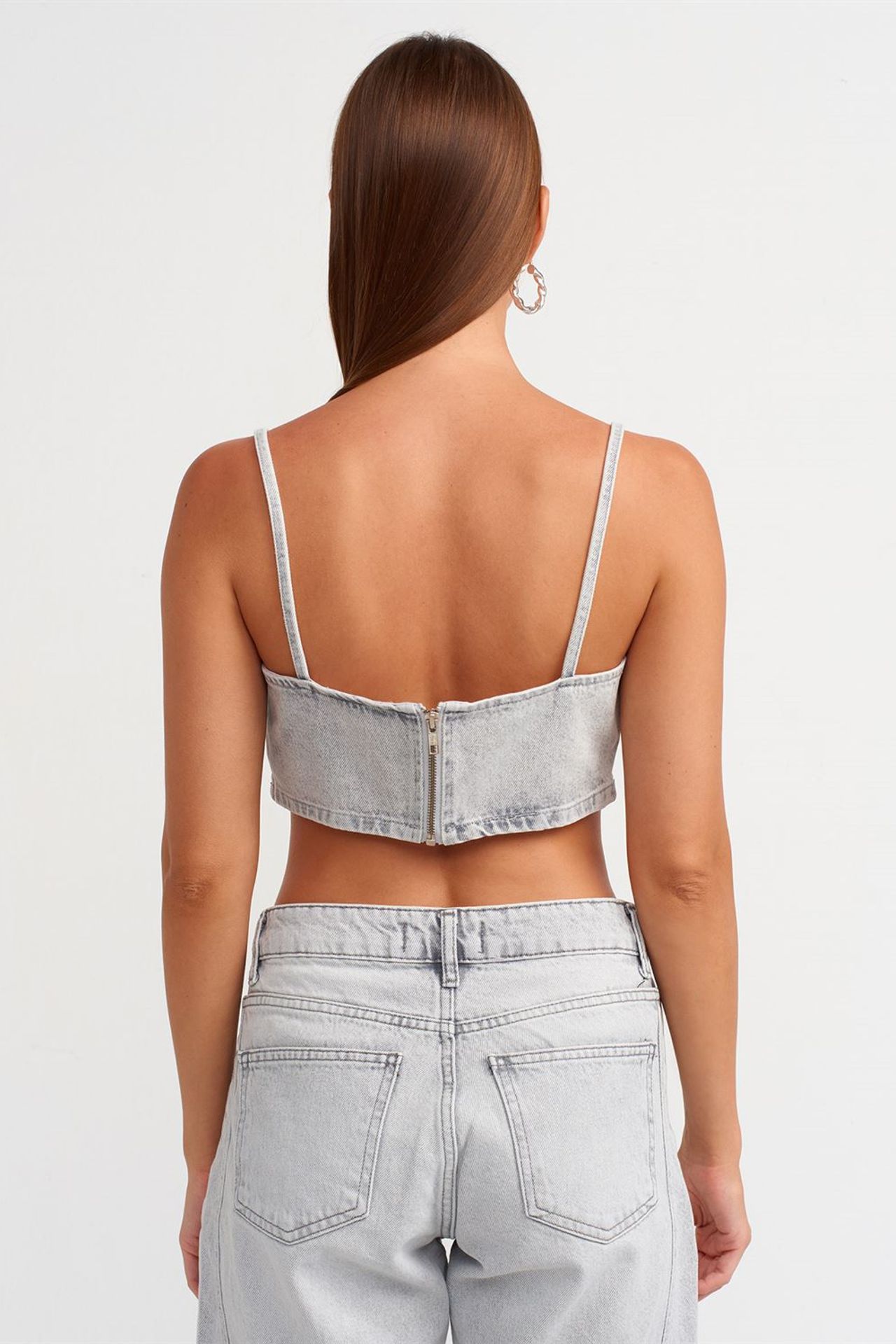 DILVIN Women's Strapless Cropped Denim Top 2
