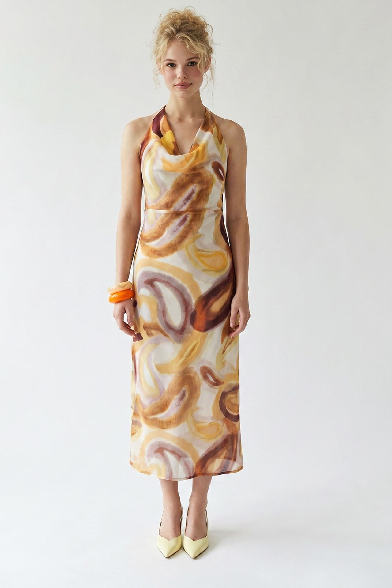 MIXRAY Abstract Chiffon Midi Dress 1