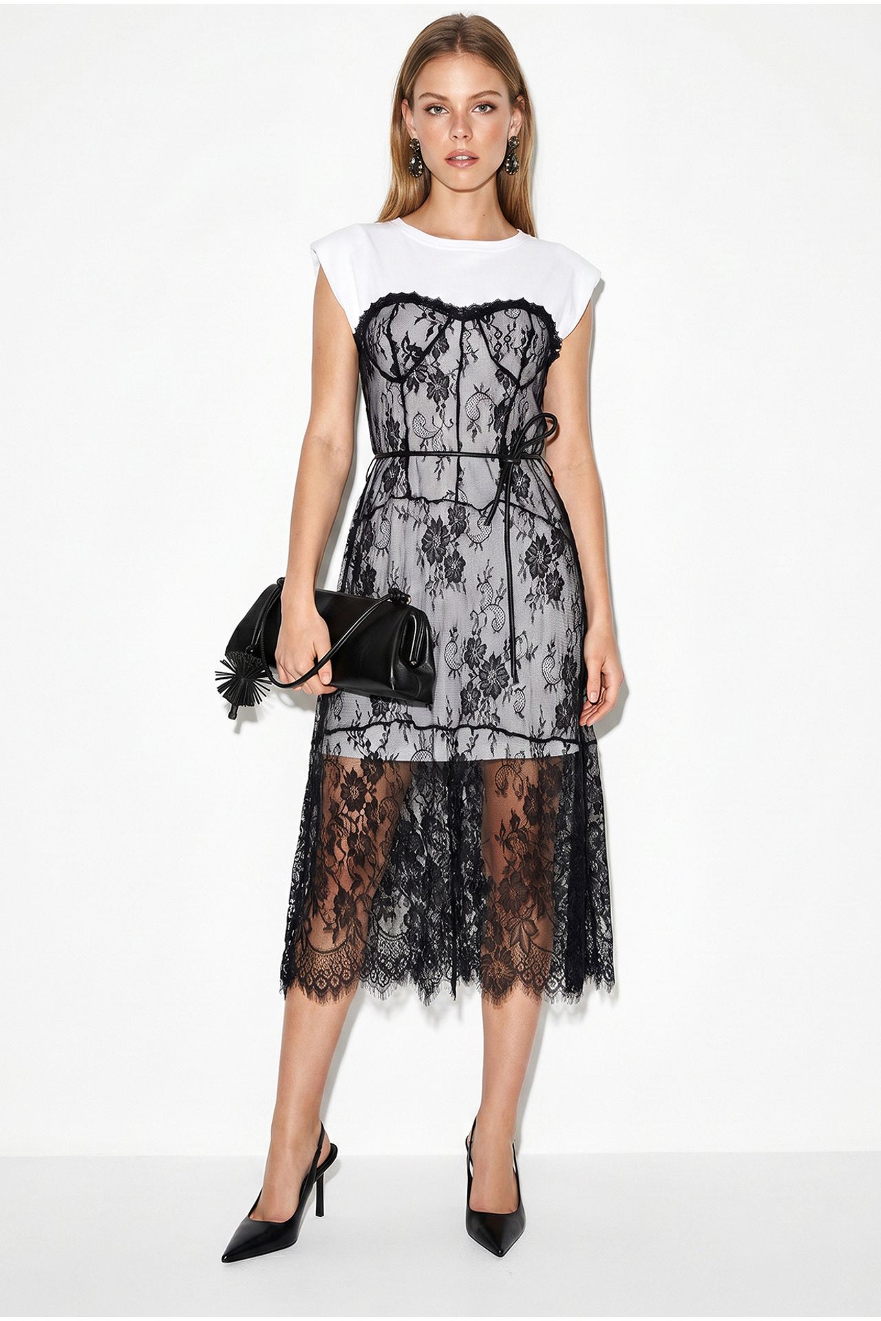 LUCCI Fitted Lace Midi Skirt 2