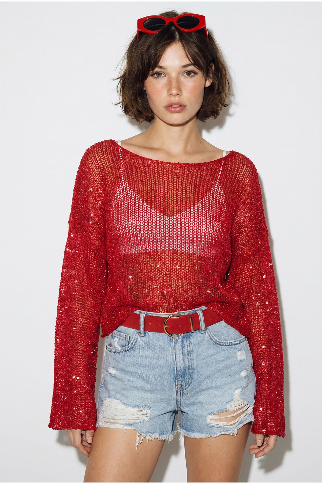 LUCCI Loose Sequin Knit Crop Top 3