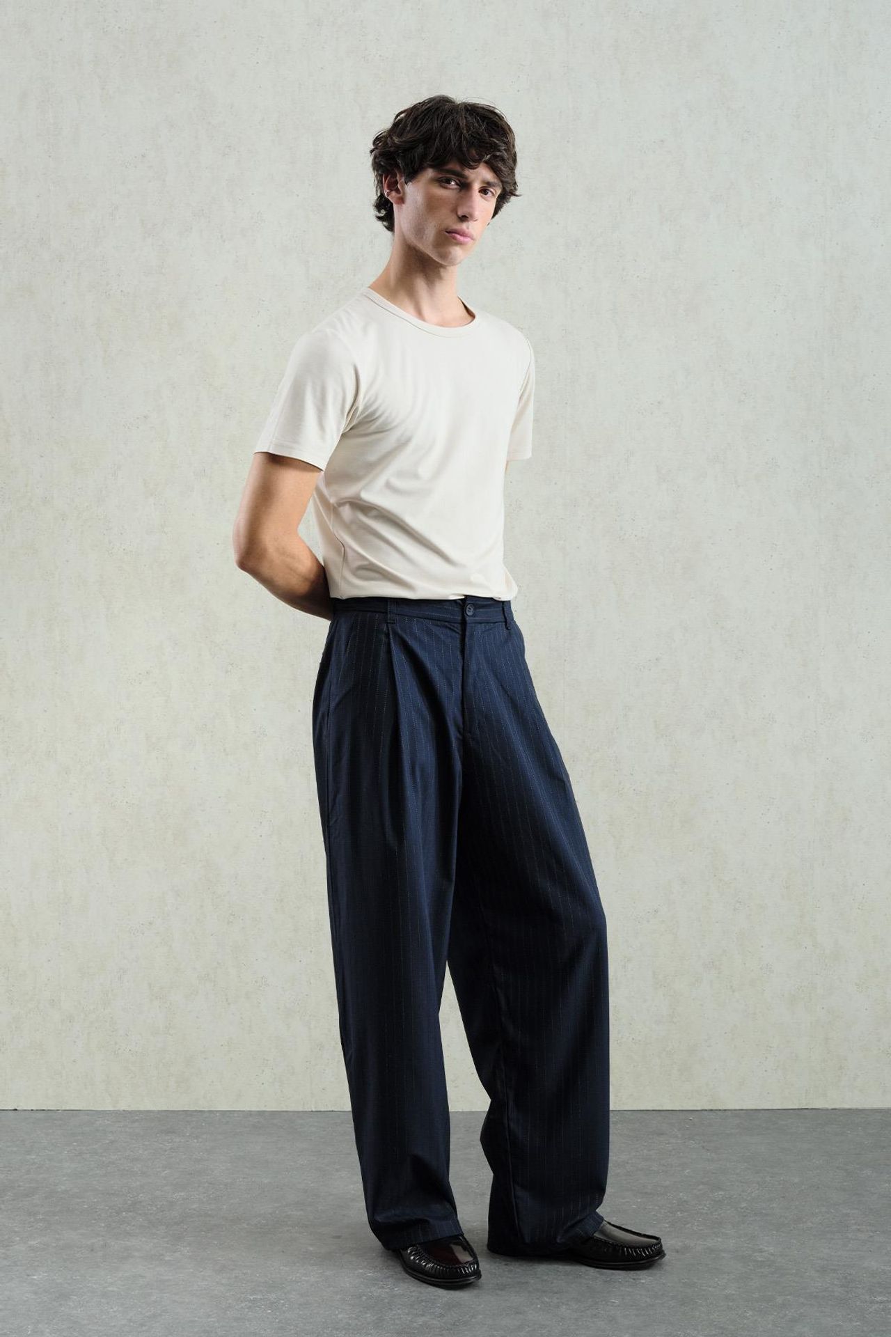 GIESTO Pleated Striped Gabardine Pants 4