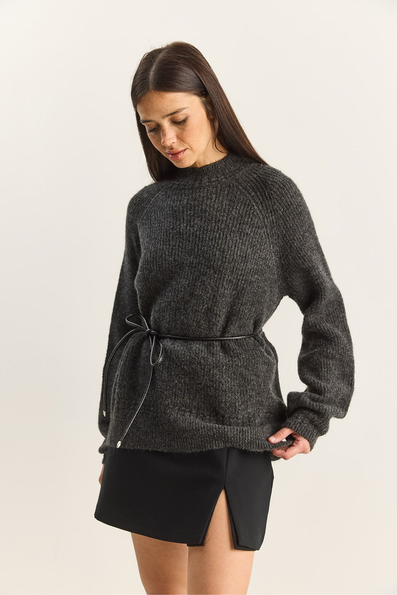 LUCCI Oversized Crew Neck Knit Sweater 4