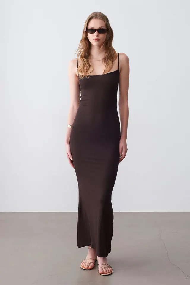DILVIN Ribbed Bodycon Maxi Dress