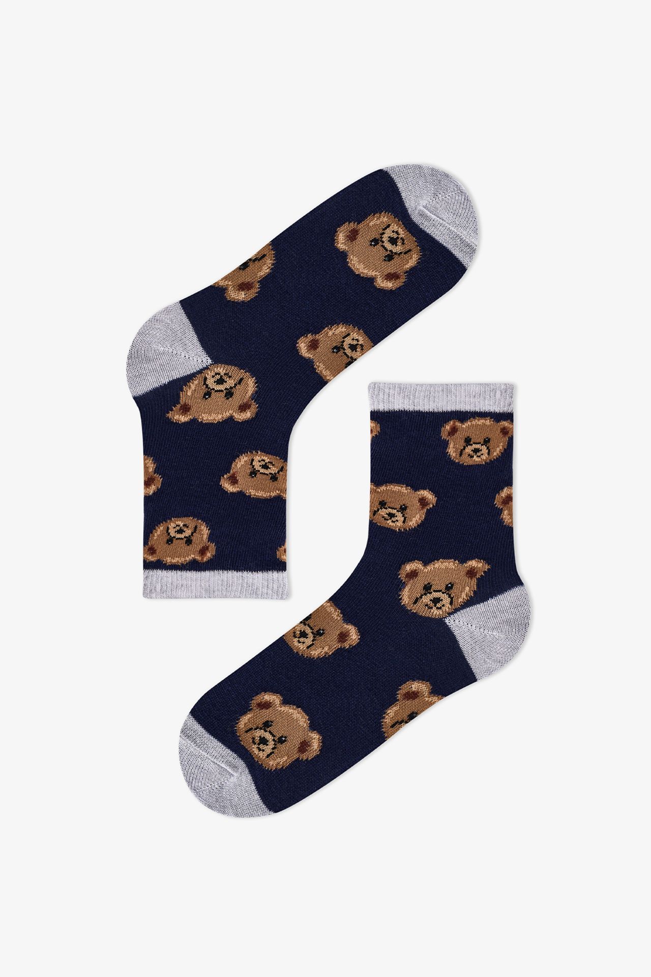 PENTI Boys' Teddy Bear Patterned 2-Pack Crew Socks 2