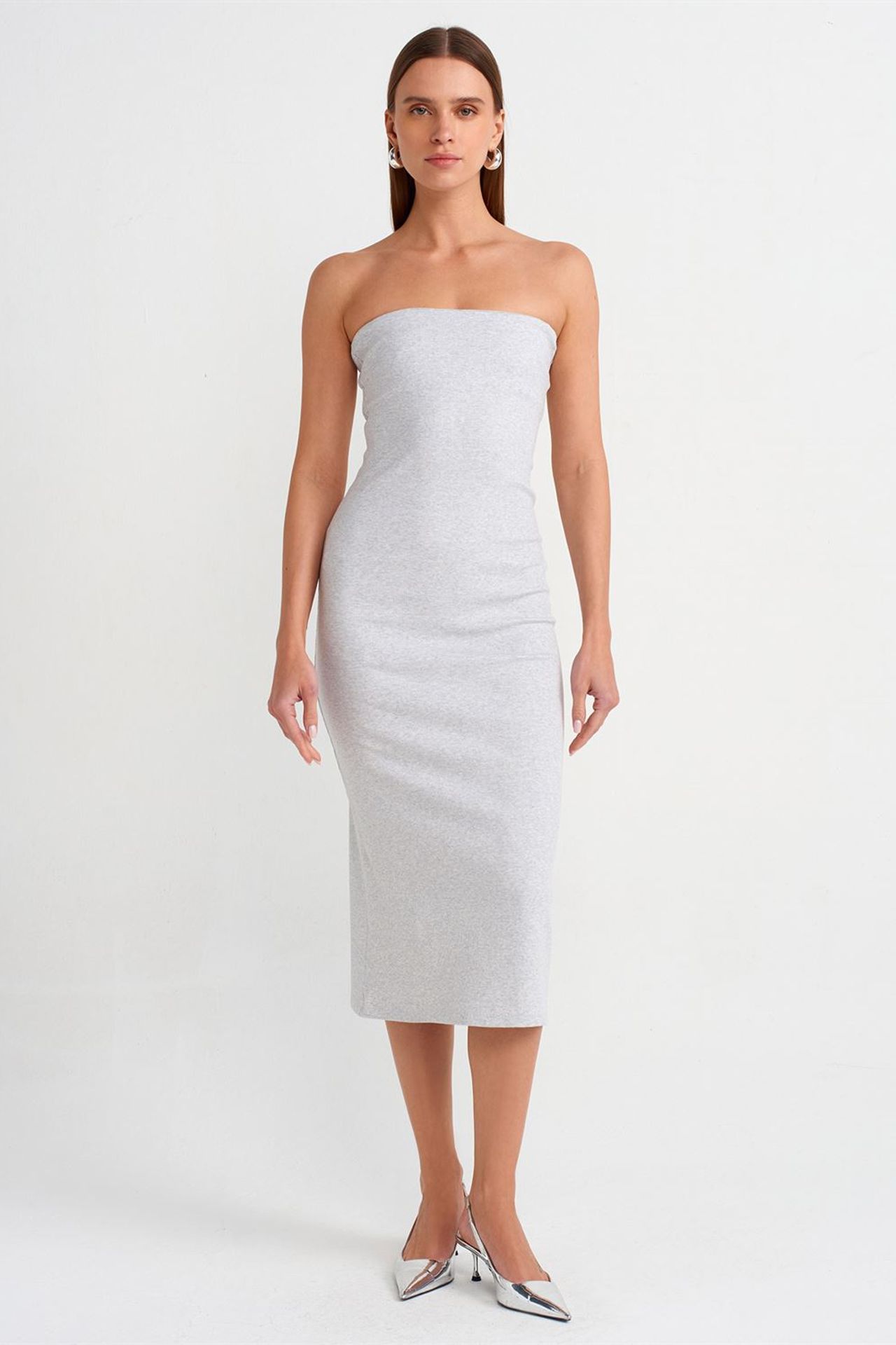 DILVIN Strapless Bodycon Midi Dress 3