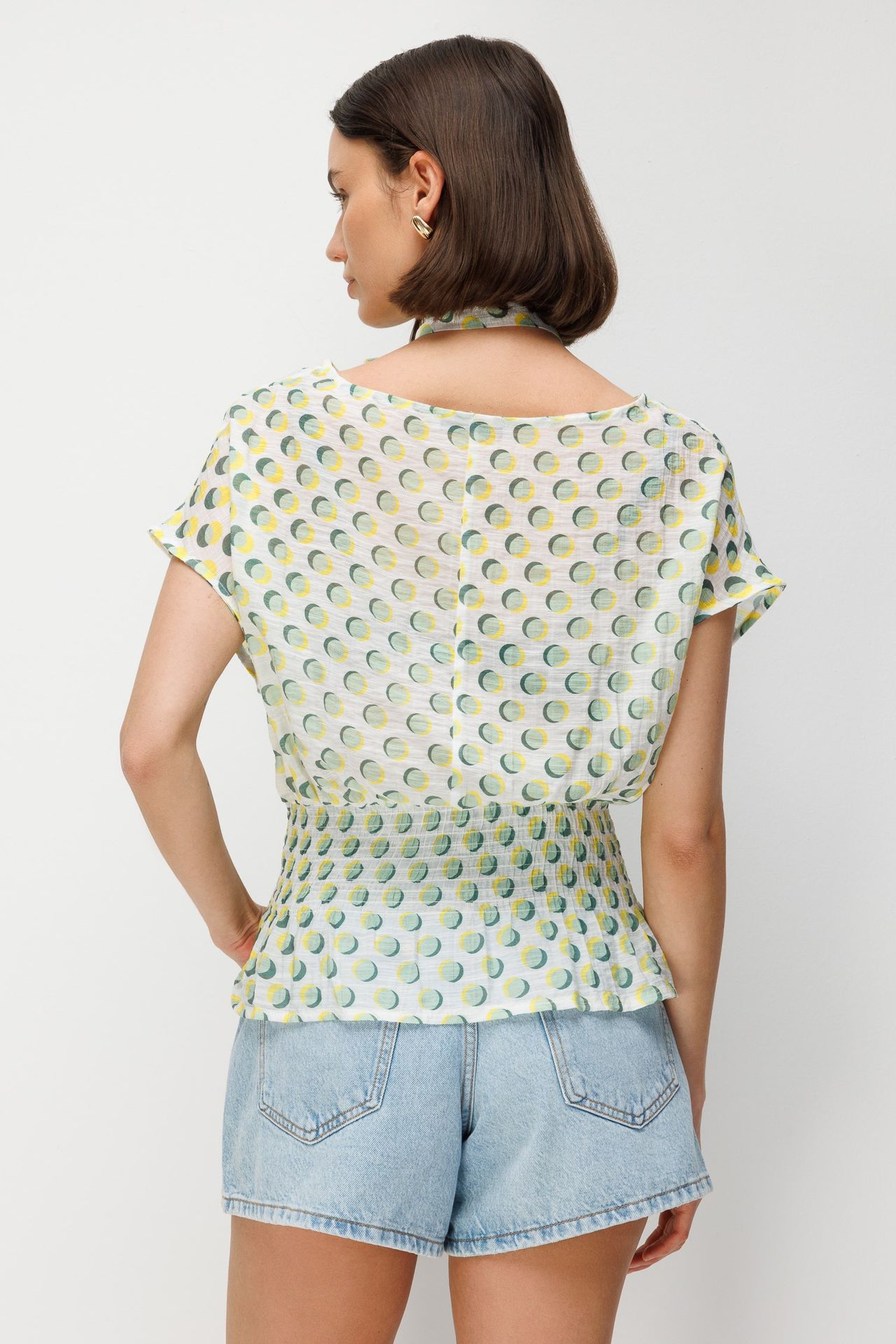 MIXRAY Choker Collar Polka Dot Blouse 5